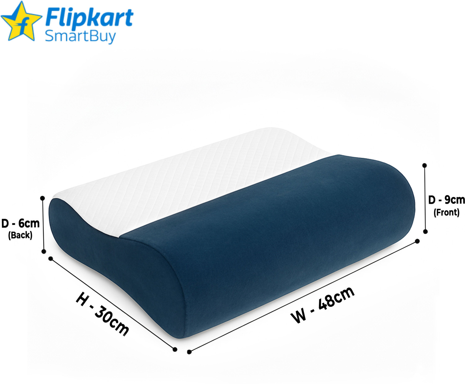 Image of Flipkart SmartBuy Memory Foam Orthopaedic Pillow Pack of 1 Solid Luxurious, ComfortContour, OrthoRest Premium, Wave, NeckEase Support, SpineAlign