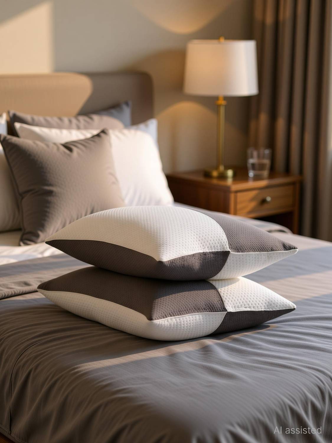LA VERNE Microfibre Sleeping Pillow Pack of 2 Geometric LUXURY