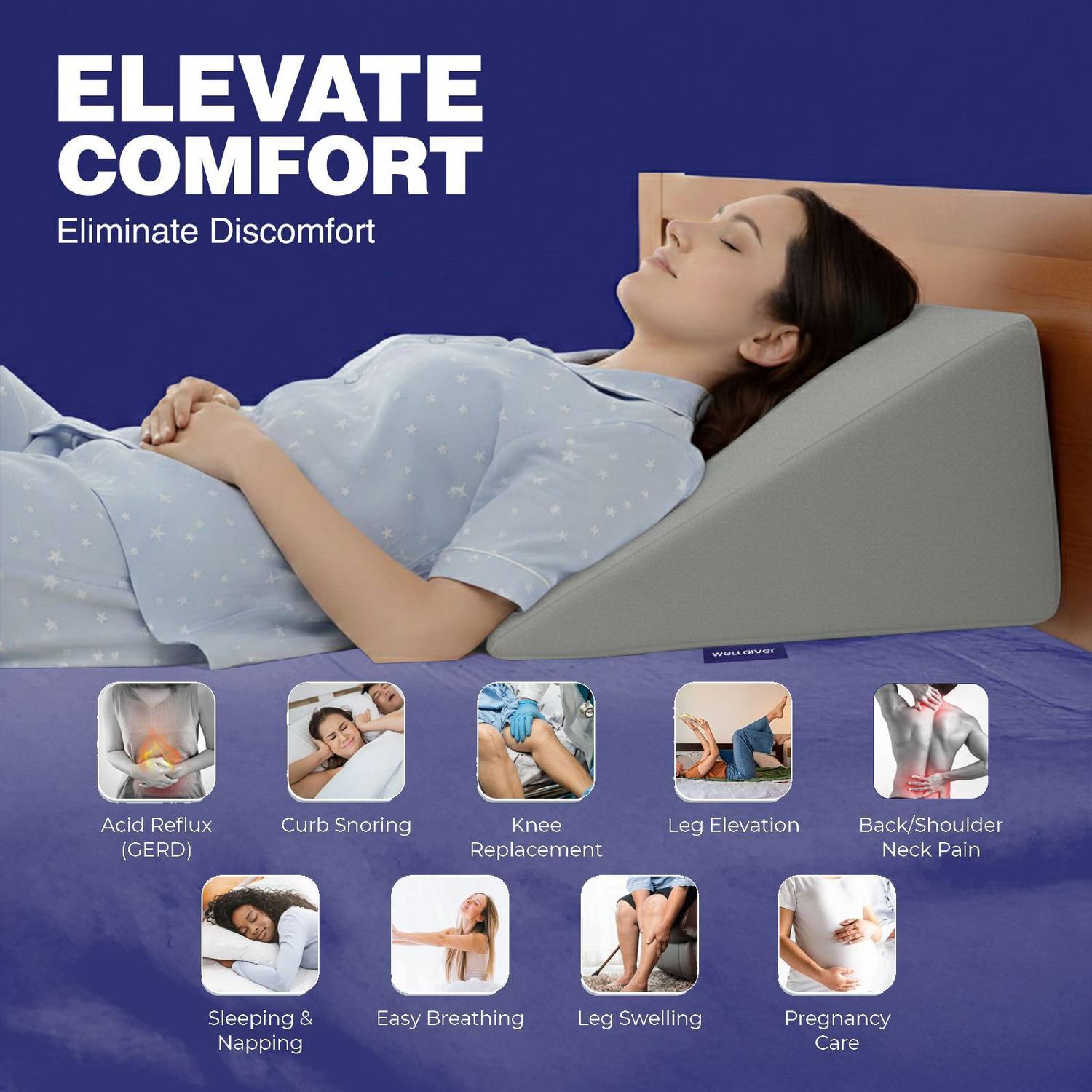 Memory Foam Orthopaedic Pillow Pack of 1 Solid Wedge Pillow For Sleeping Acid Reflux Relief Leg Elevator Pregnancy - Image 2