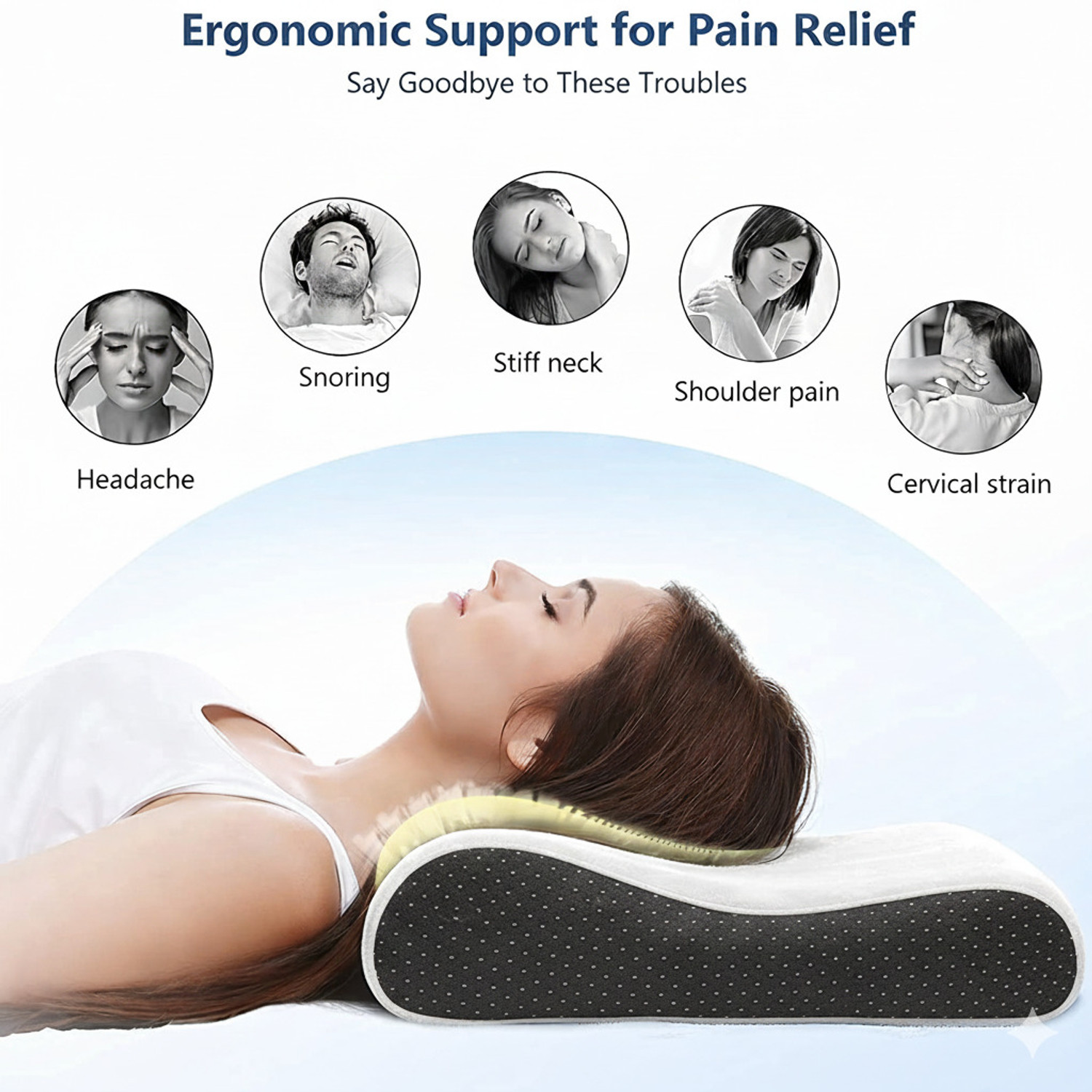 Image of Sleep Yoga Memory Foam, Latex Orthopaedic Pillow Pack of 1 Solid Ortho-Comfort Cervical Contour