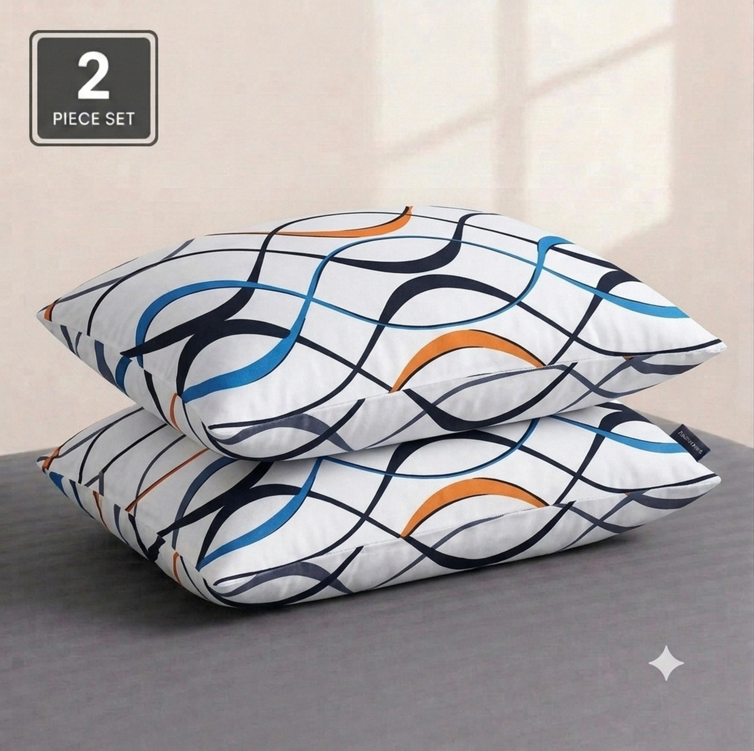 Image of Victostar Microfibre Sleeping Pillow Pack of 2 Printed (Multicolor)
