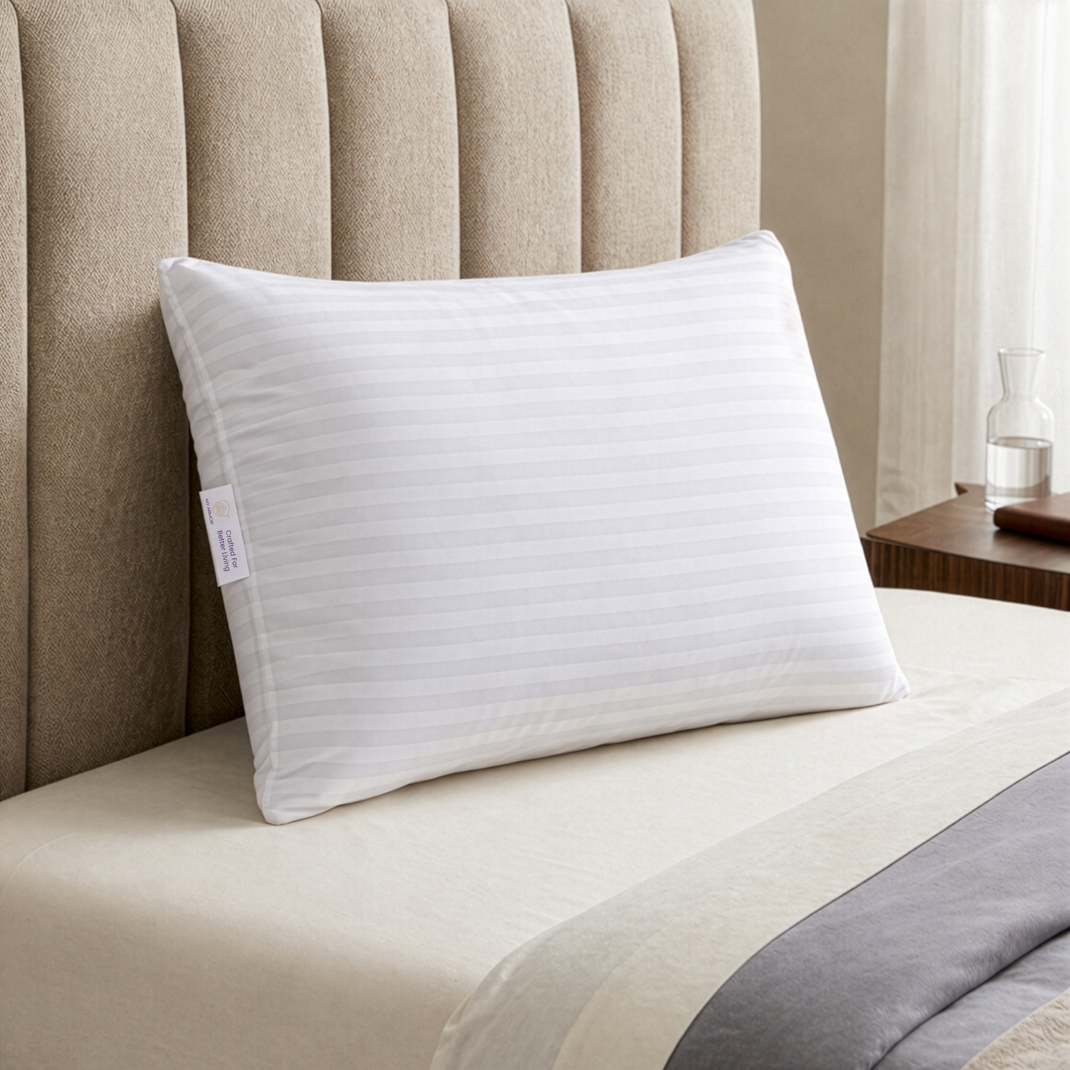 Image of MY ARMOR Microfibre Sleeping Pillow Pack of 1 Stripes microfiber pillow