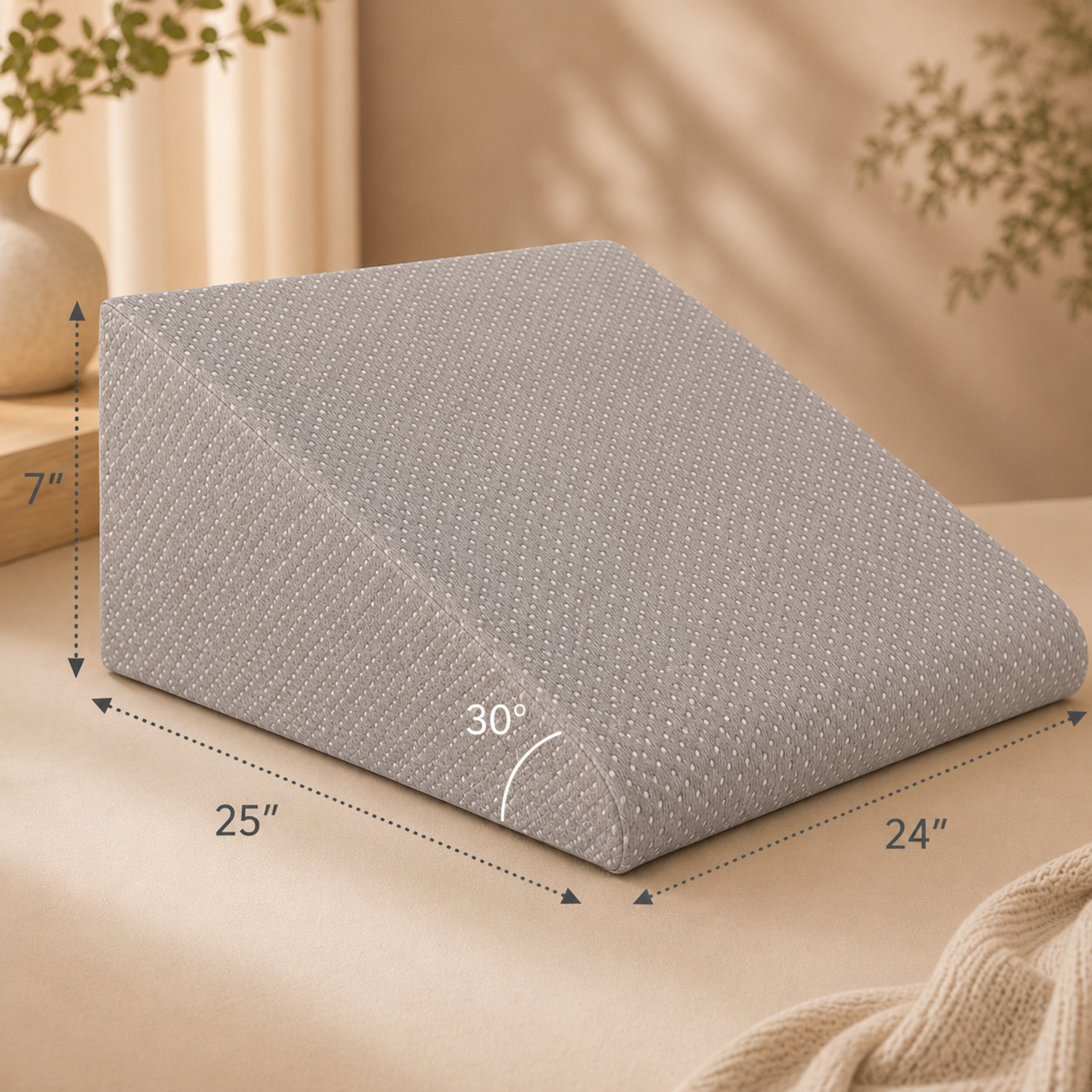 Image of HOMBOX Foam Orthopaedic Pillow Pack of 1 Solid Bed Wedge Pillow Doted Grey