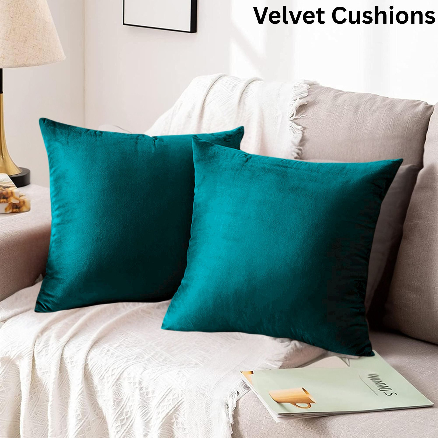 Image of maatrikaa Microfibre Cushion Pack of 4 Solid - Maatrikaa Velvet Luxury Throw Pillow for Sofa and Bed