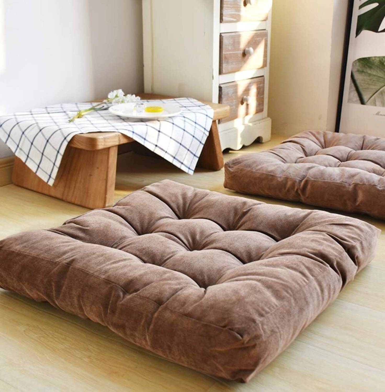 aeTHEric Microfibre Floor Cushion Pack of 1 Solid