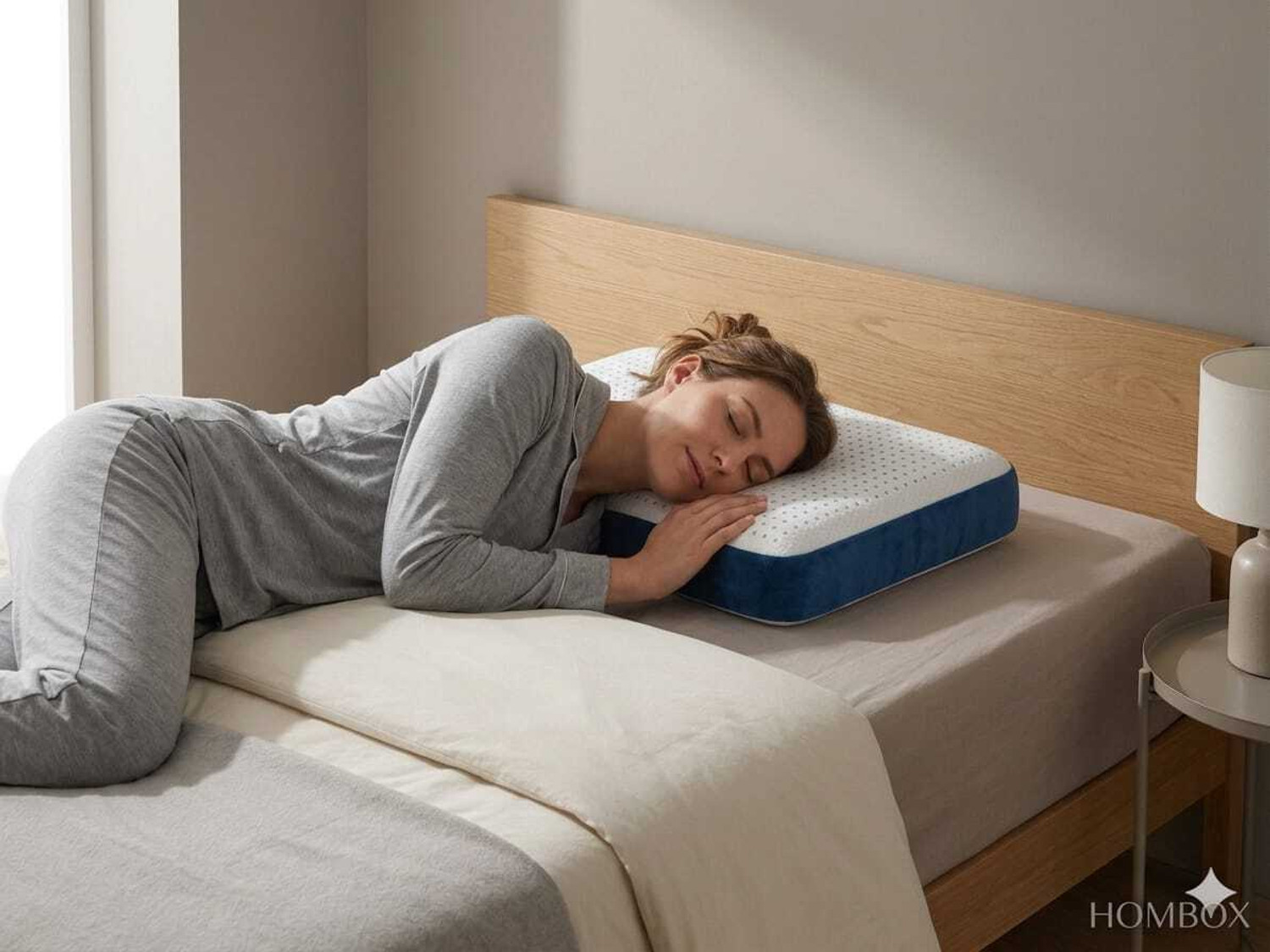Image of HOMBOX Memory Foam Orthopaedic Pillow Pack of 1 Solid Cool Gel Memory Foam Luxury Pillow (King Size)