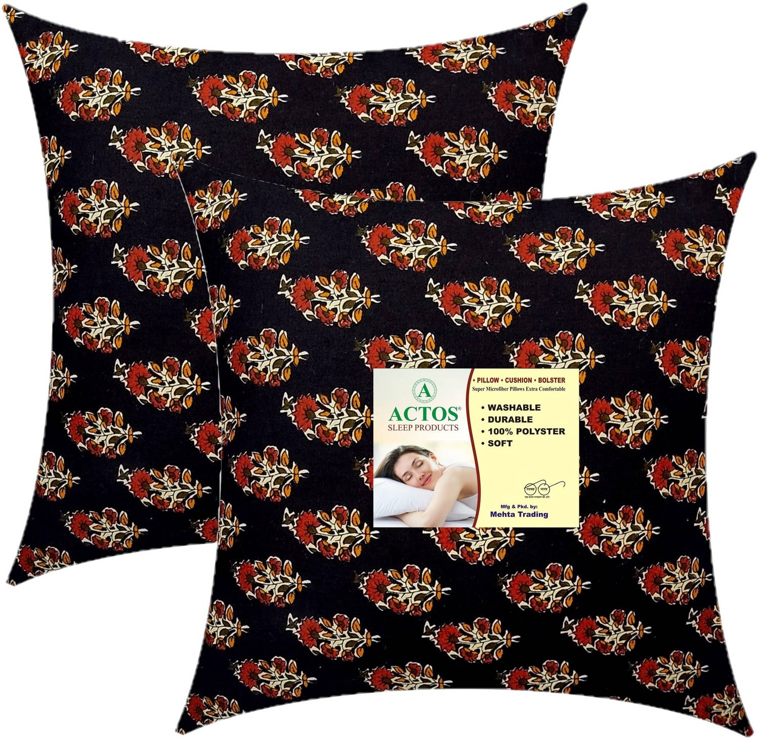 ACTOS Microfibre Cushion Pack of 2 Floral