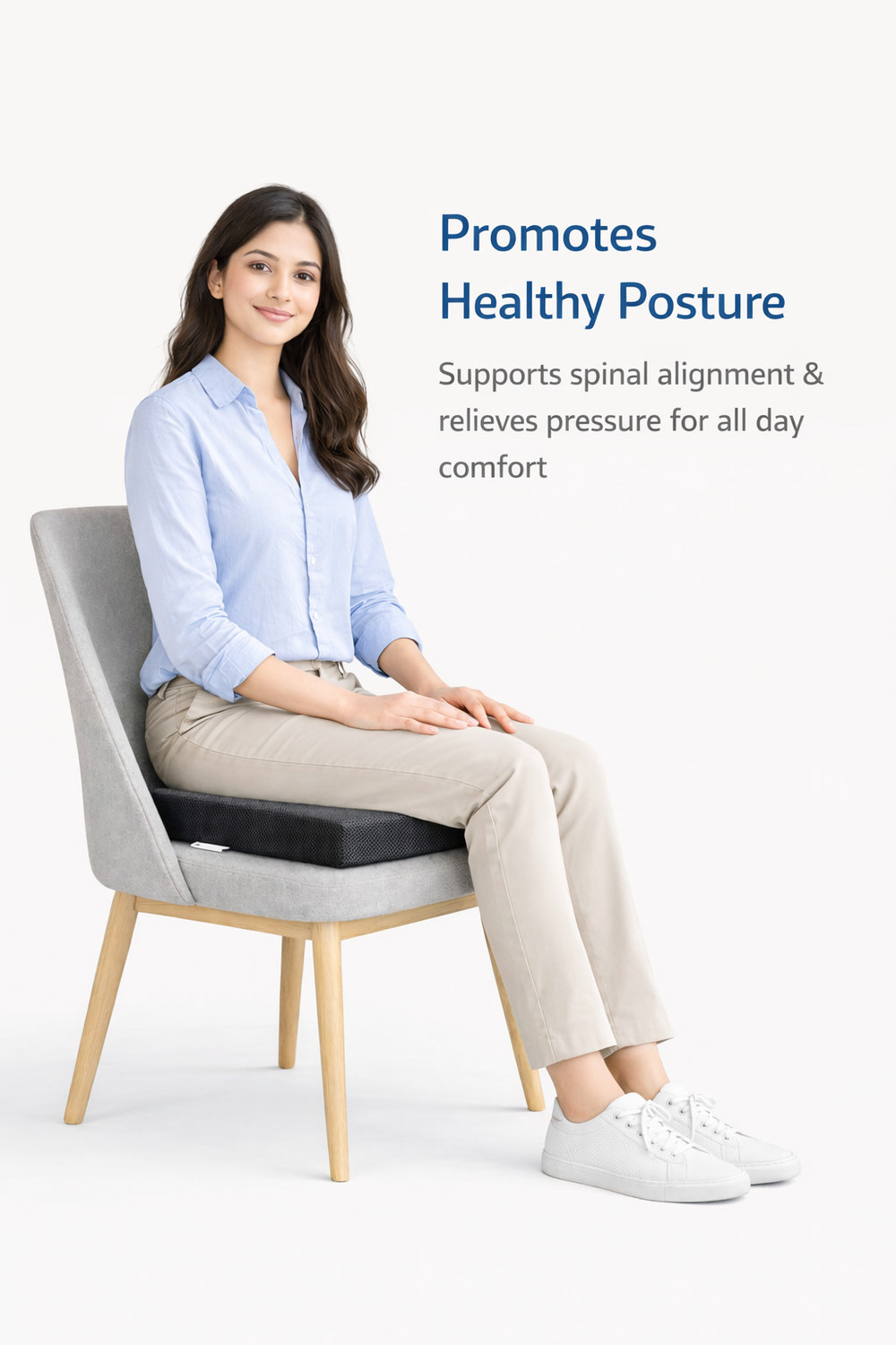 Image of HOSPIKART Foam Cushion Pack of 1 Solid Seat Cushion for Chair - High-Resilience Foam Sitting Pad with Breathable Cover