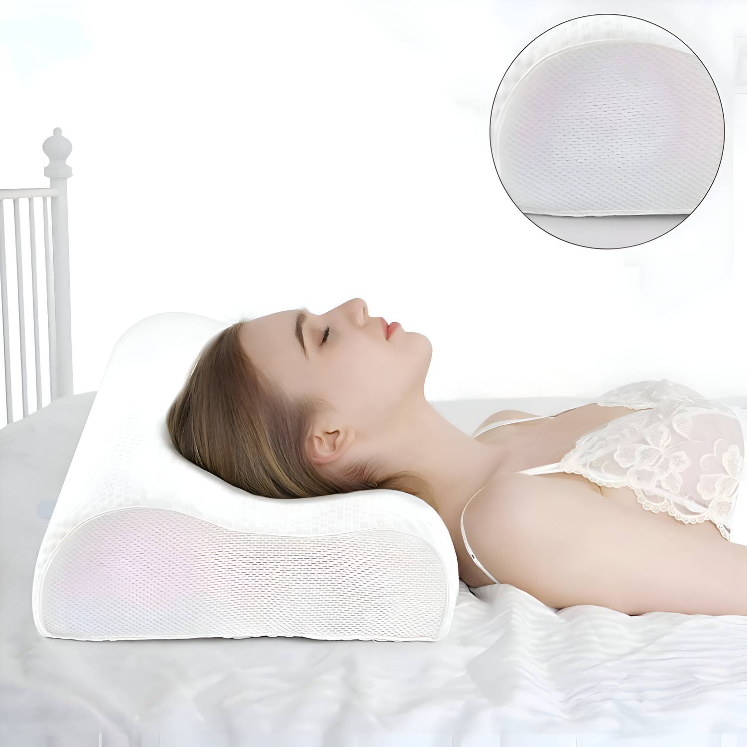 AD-RML Memory Foam Orthopaedic Pillow Pack of 1 Nature Cervical Contour Smooth Memory Foam Pillow, Orthopedic, Stomached, Side Sleepers