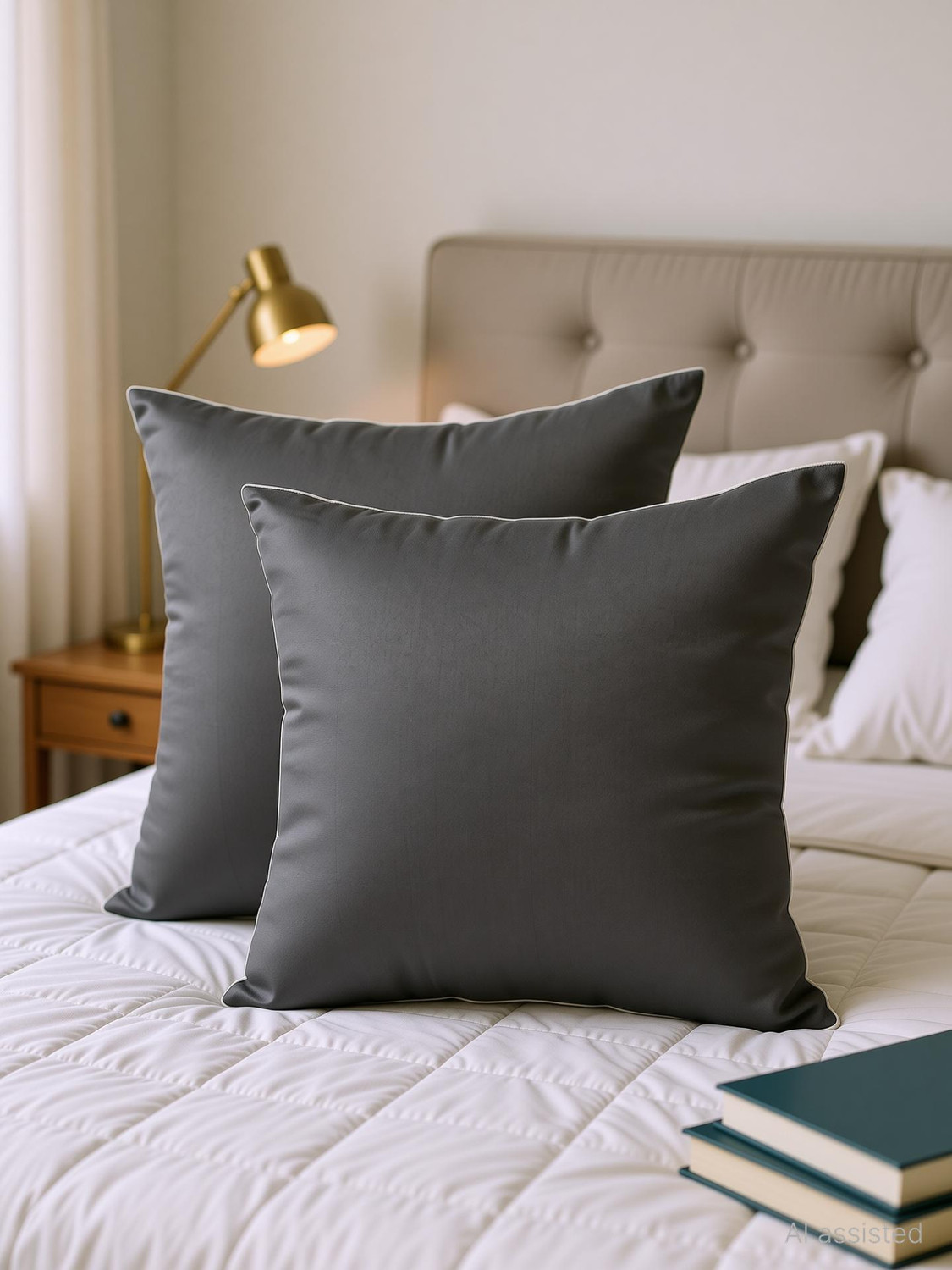 Image of VLYSIUM Polyester Fibre Cushion Pack of 2 Solid cushion 20x20 inch cushion fillers for sofa pillow (50x50 cm)