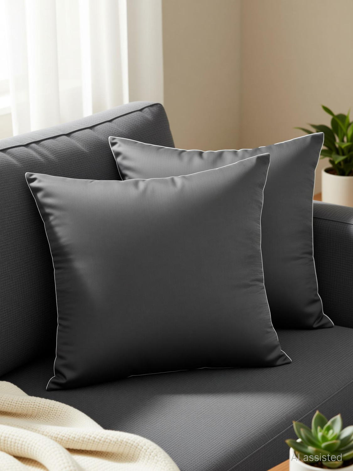 Image of VLYSIUM Polyester Fibre Cushion Pack of 2 Solid cushion 20x20 inch cushion fillers for sofa pillow (50x50 cm)