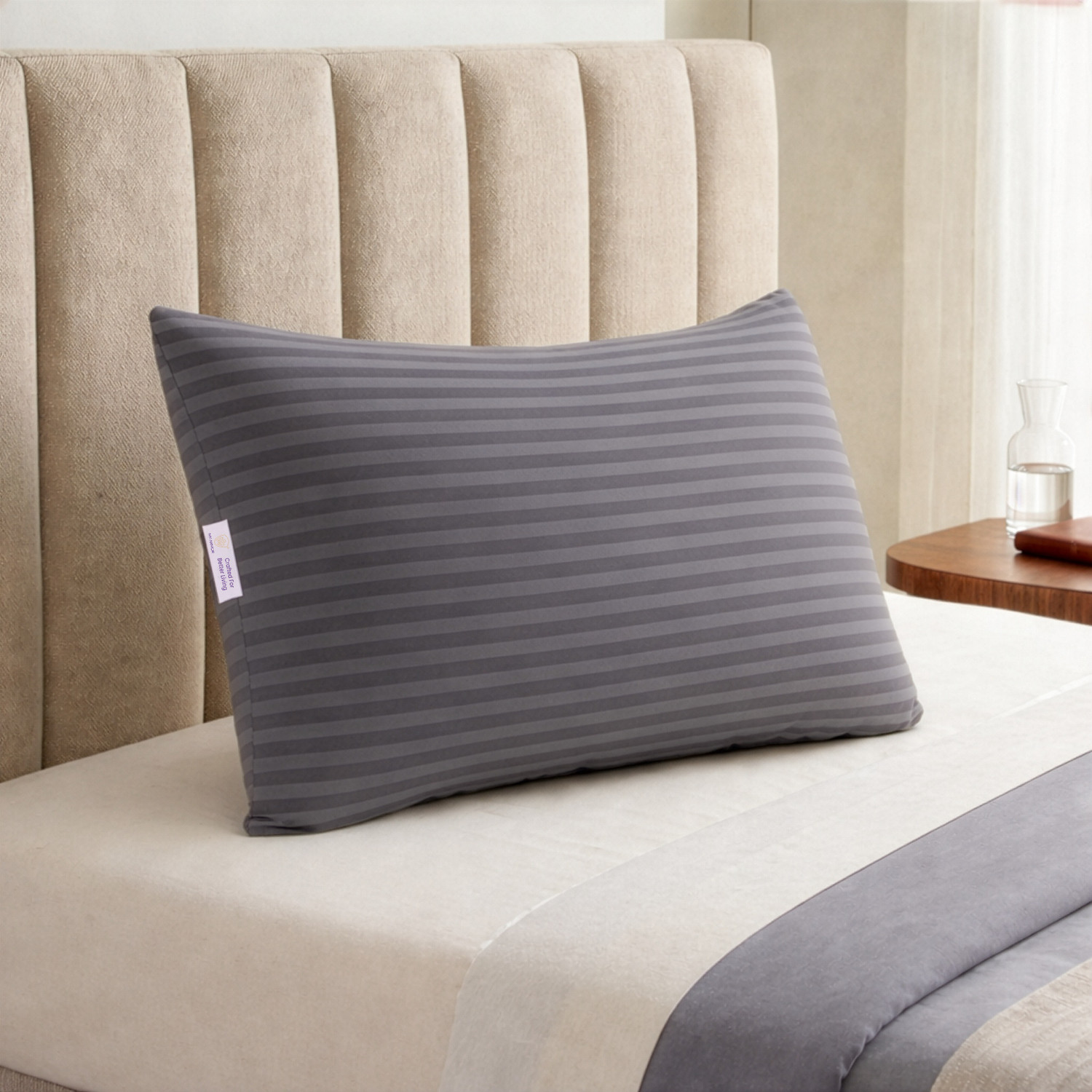 Image of MY ARMOR Microfibre Sleeping Pillow Pack of 1 Stripes microfiber pillow