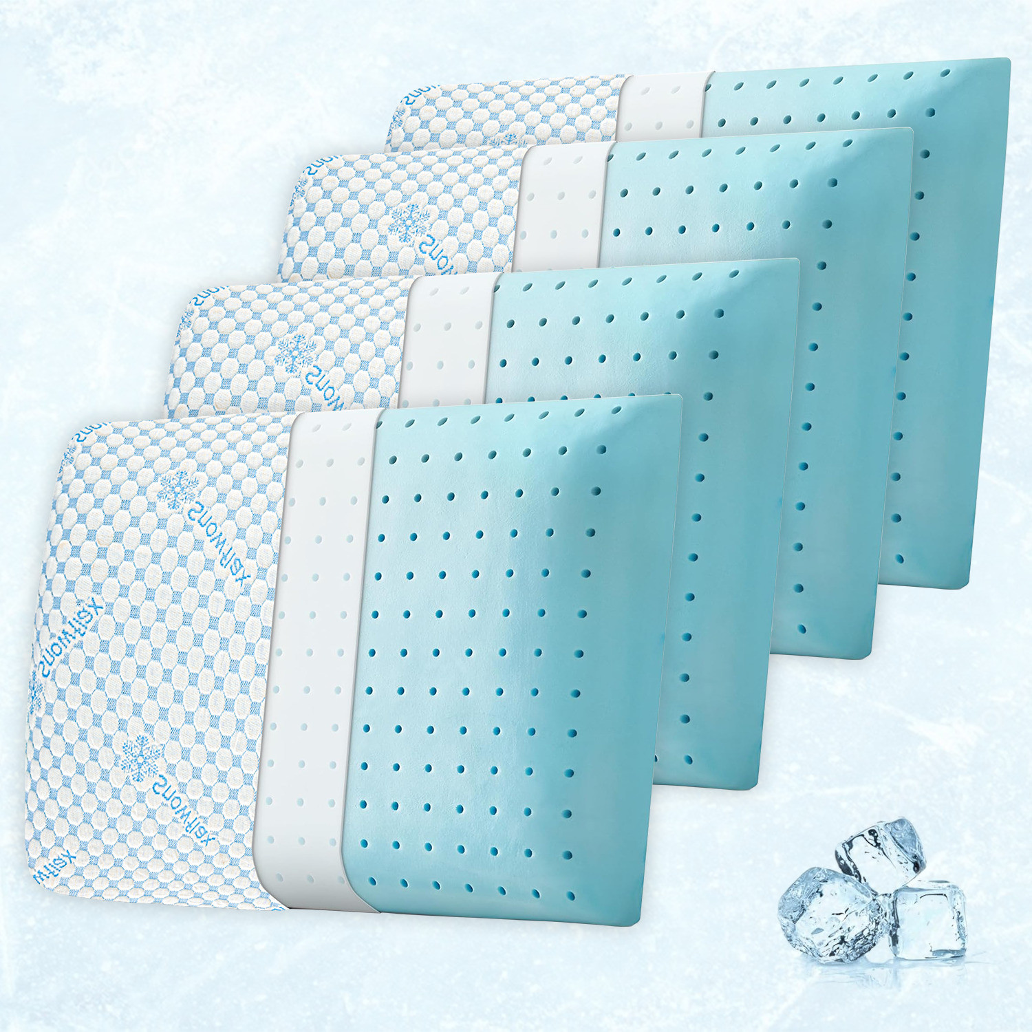 Image of AYKA Memory Foam Orthopaedic Pillow Pack of 4 Solid