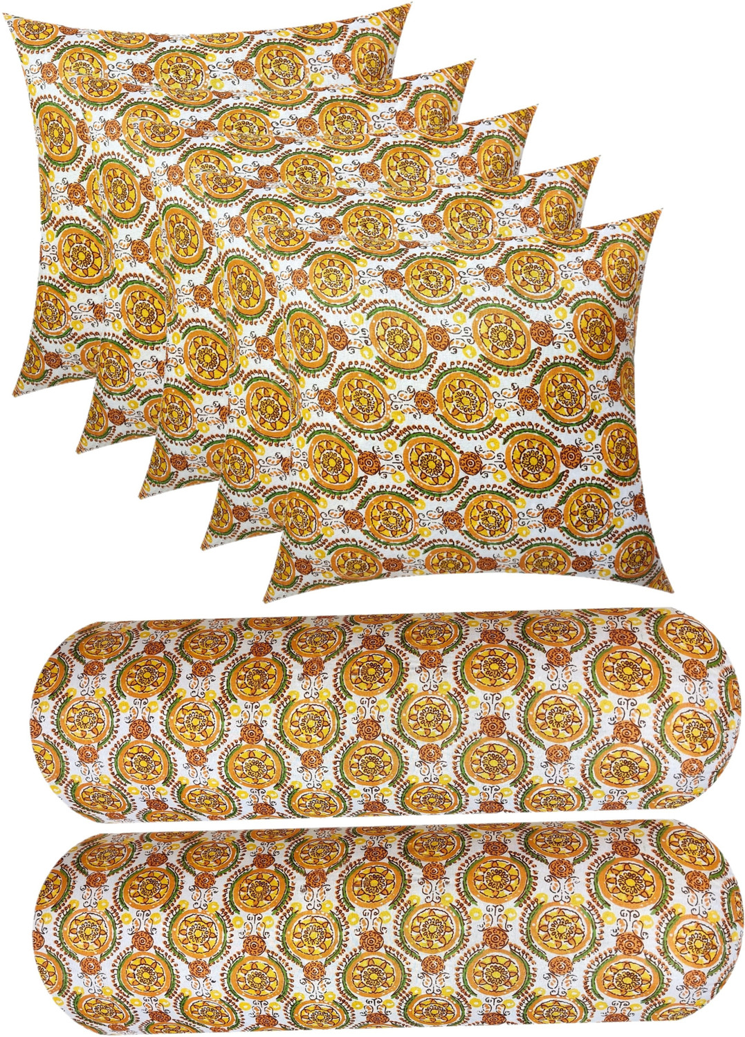 Image of Changers Combo Set of 5 Cushion And 2 Bolster Microfibre Floral Sleeping Pillow Pack of 7