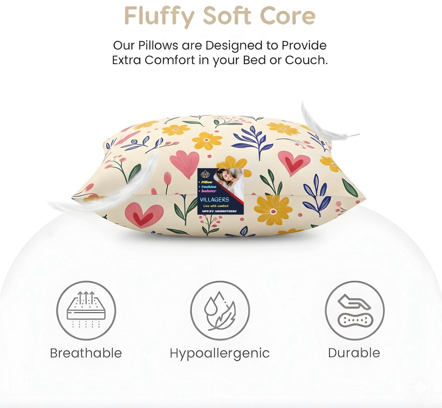 Image of VILLAGERS Microfibre Cushion Pack of 5 Floral Premium Cushion Set | (16x16 inch)