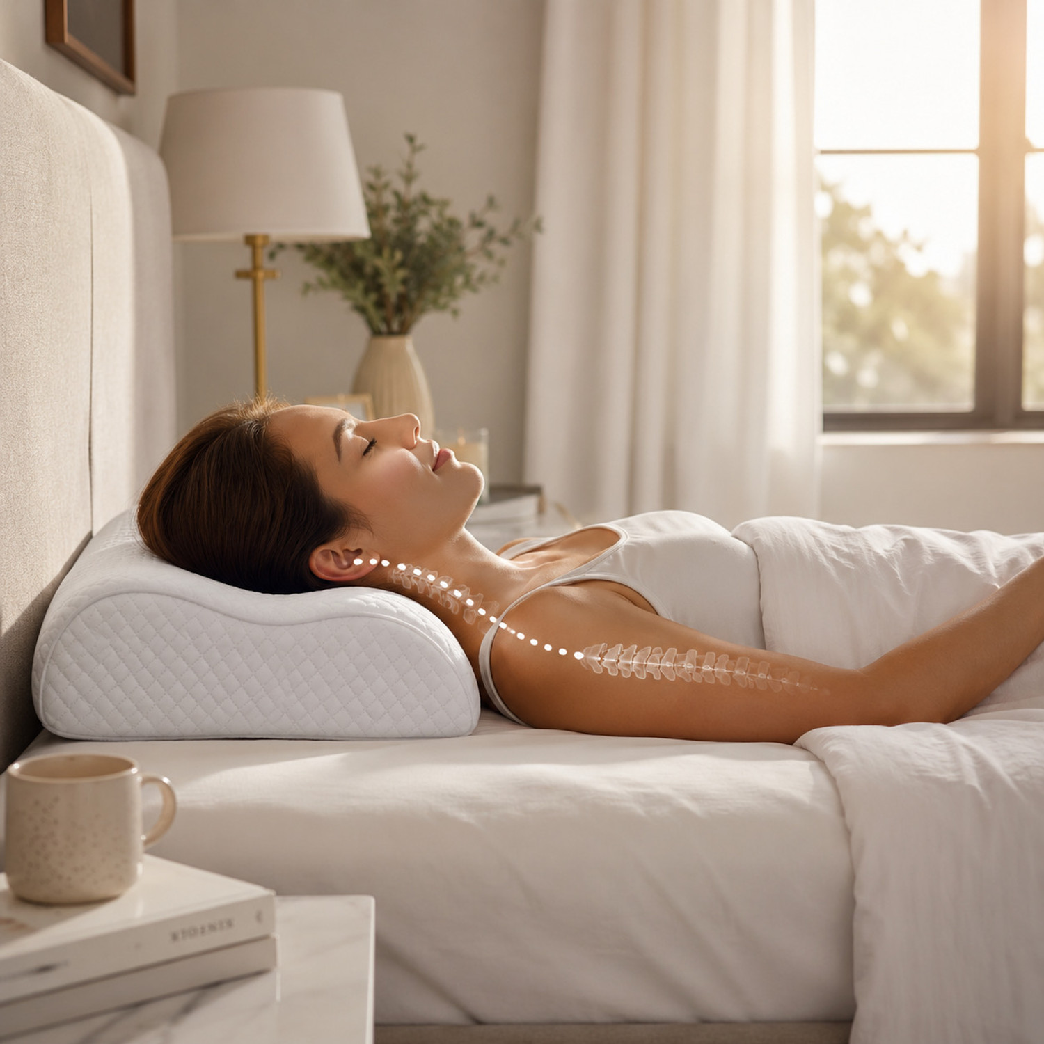 Image of SoftyPulps Memory Foam Orthopaedic Pillow Pack of 1 Solid | Memory Foam Orthopedic Contour Pillow for Neck Pain Relief