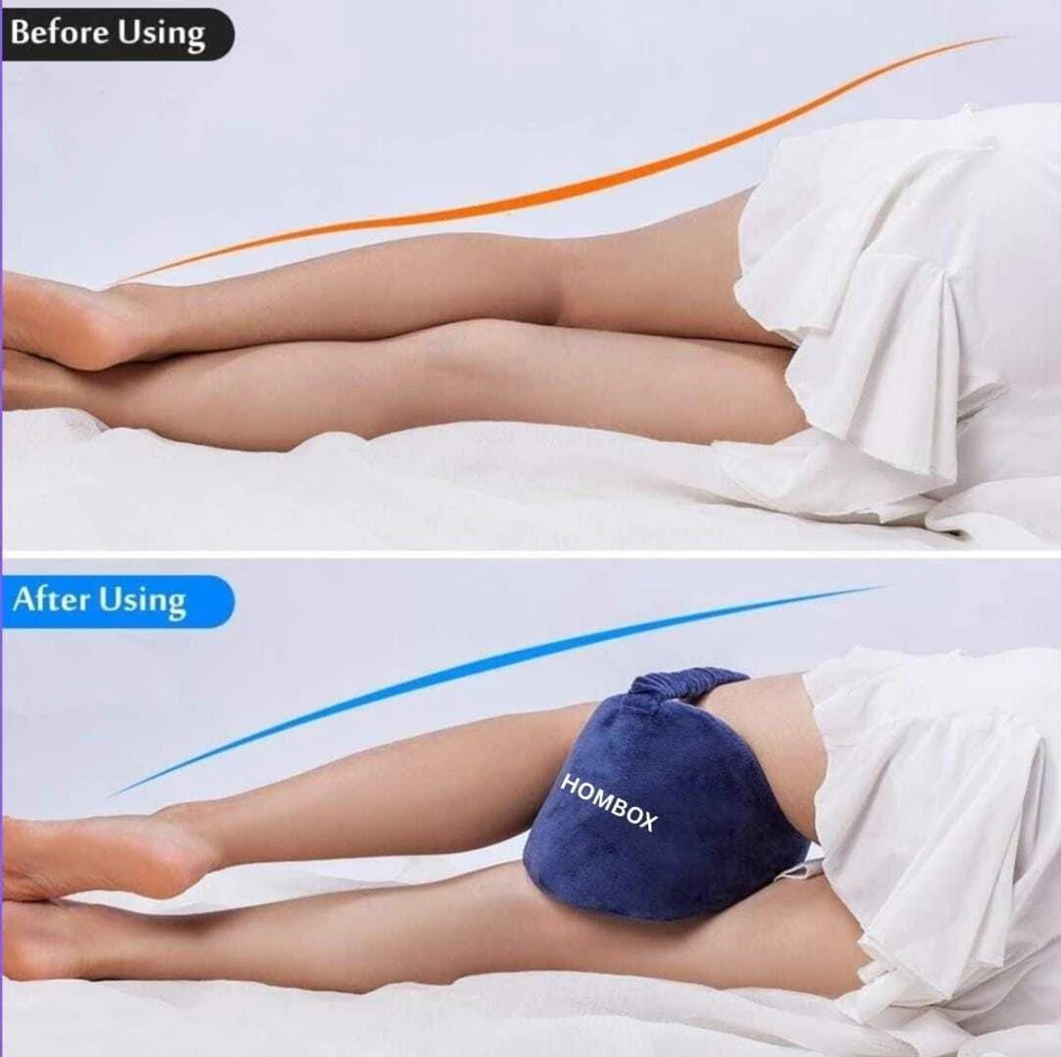 Image of HOMBOX Memory Foam Orthopaedic Pillow Pack of 1 Solid Knee Pillow