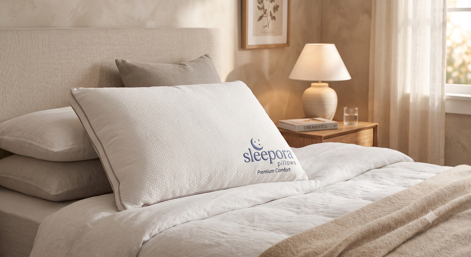 Image of Anandmarts Polyester Fibre Sleeping Pillow Pack of 2 Solid (White)