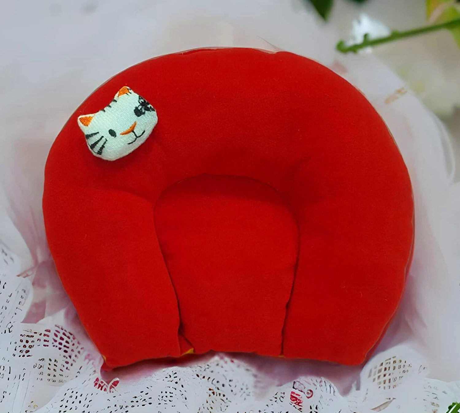 Image of Omsurajiya Mustard Seeds Baby Pillow Pack of 1 Animals BABY SEED PILLOW, Pillow for Newborn Baby-Round Head Shaping Pillow, 0-12 Months