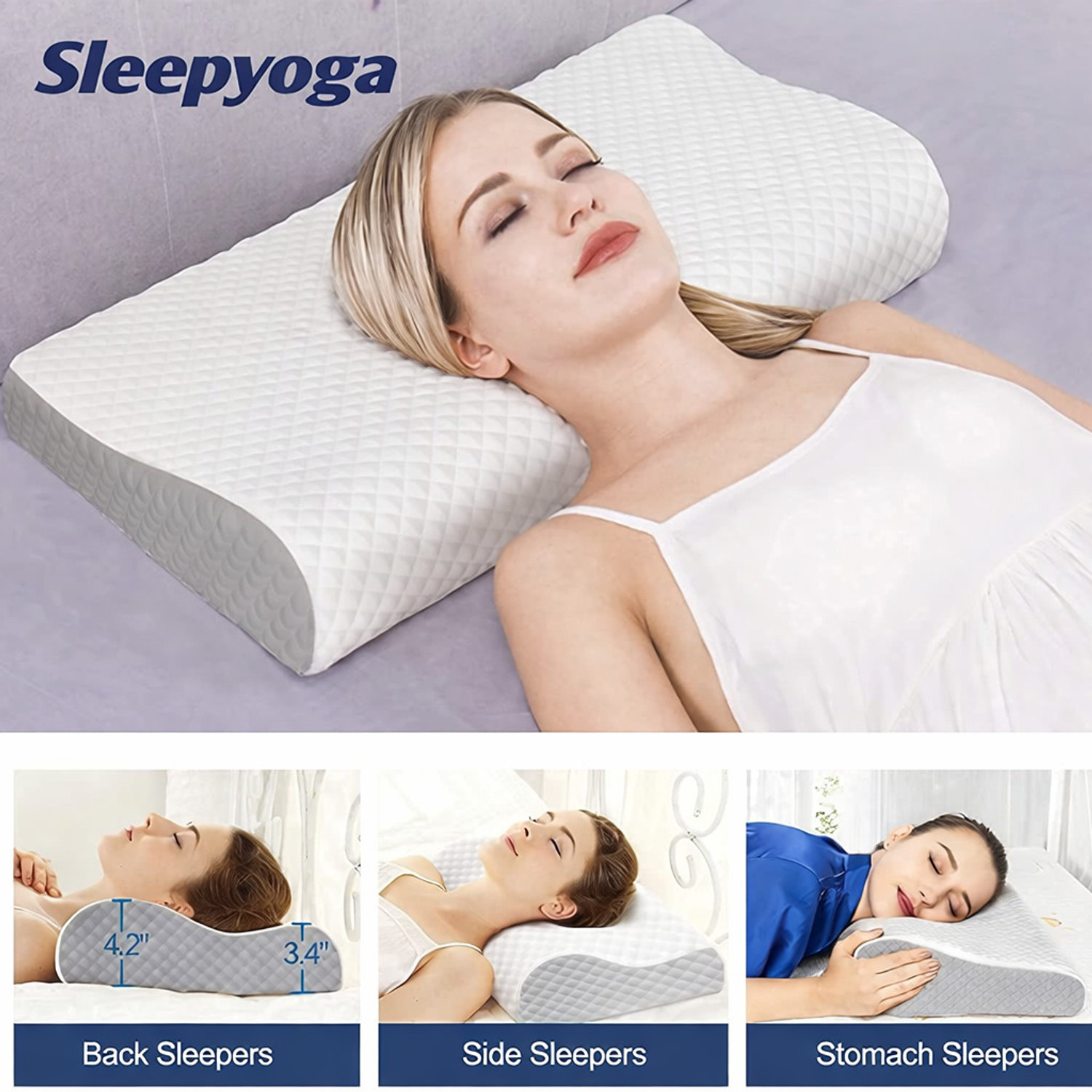 Image of Sleep Yoga Memory Foam, Latex Orthopaedic Pillow Pack of 1 Solid ORTHOPEDIC