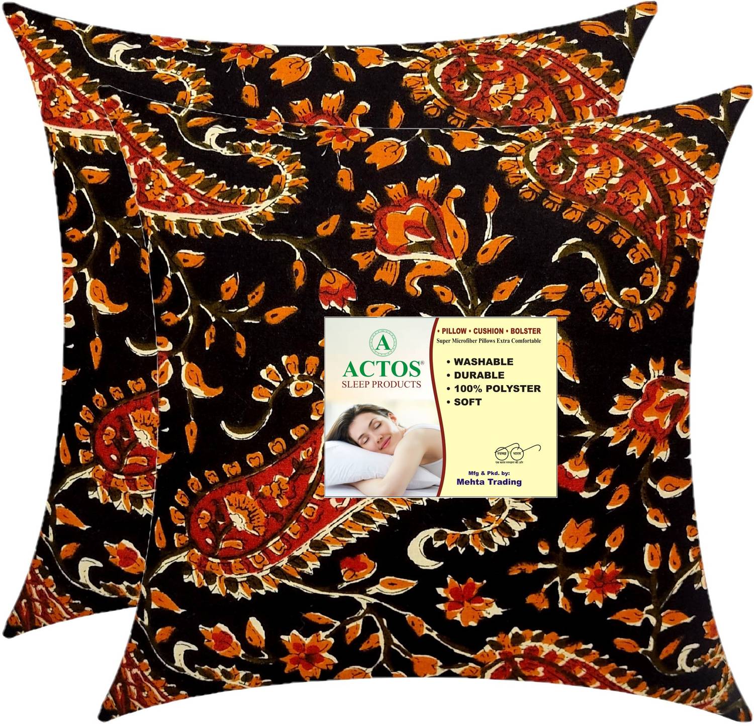 ACTOS Microfibre Cushion Pack of 2 Floral