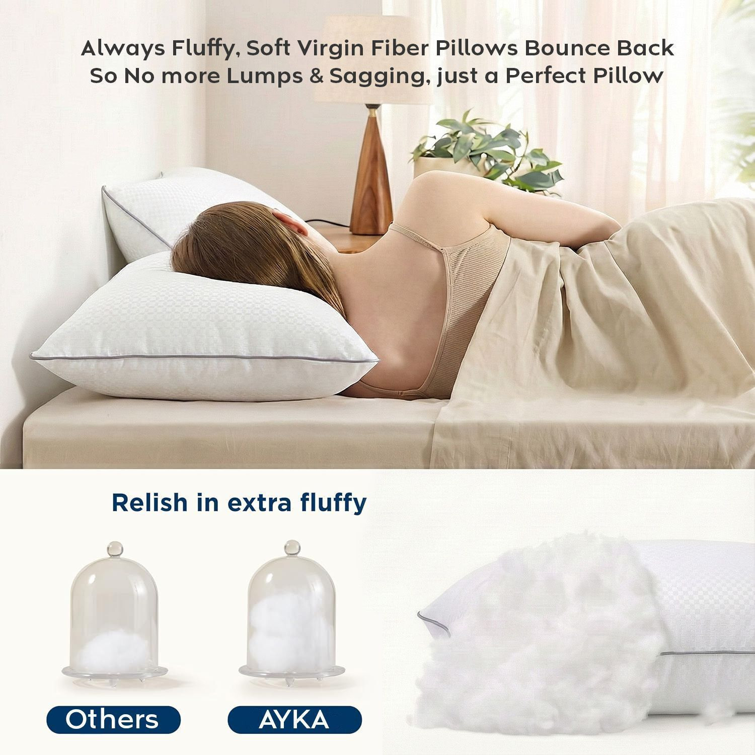 Image of AYKA Microfibre Sleeping Pillow Pack of 4 Solid Soft Microfiber Pillows