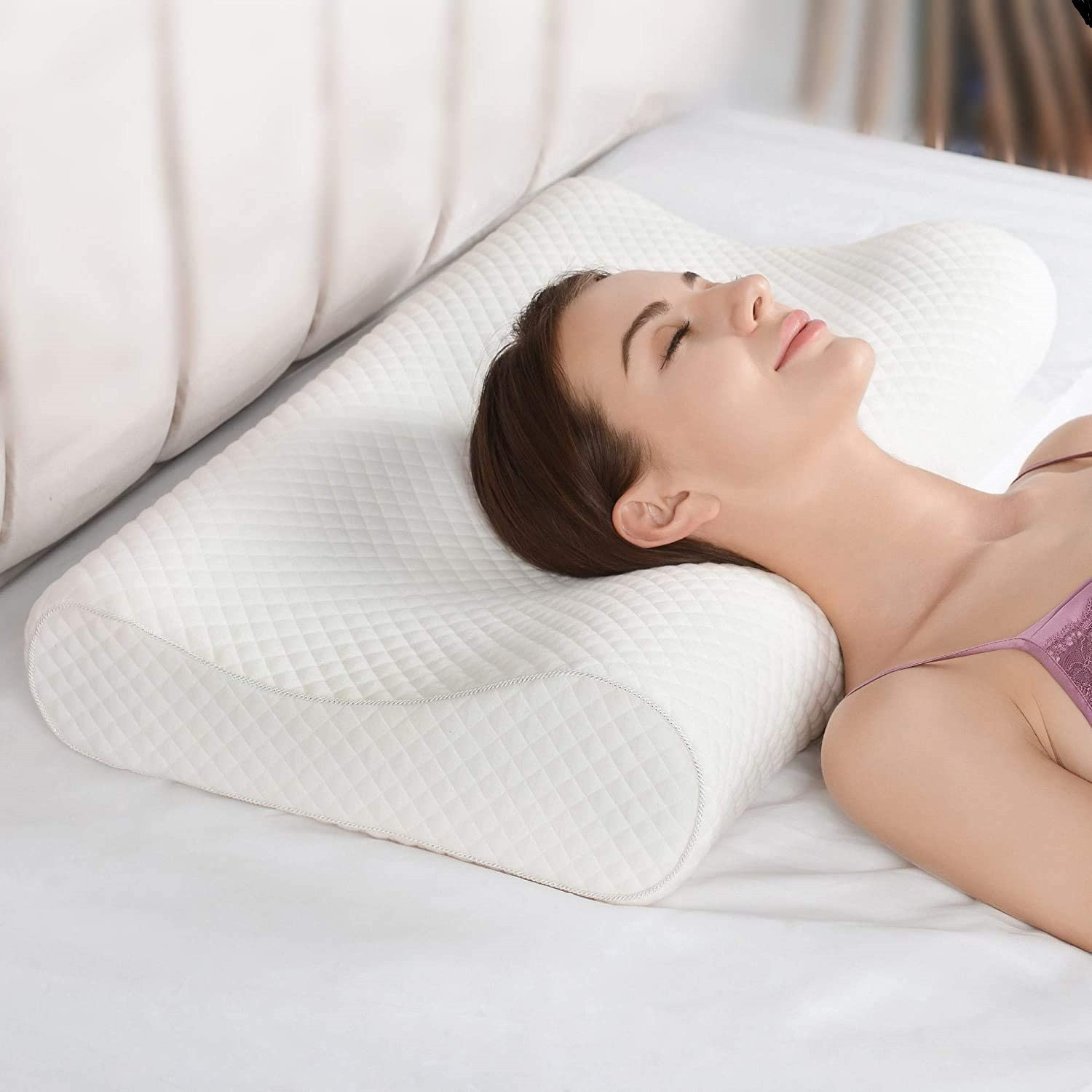 Image of Woomzy Cotton Orthopaedic Pillow Pack of 2 Solid Contour Memory Foam Pillow / Stomache / Side Sleepers /Geometric Orthopaedic