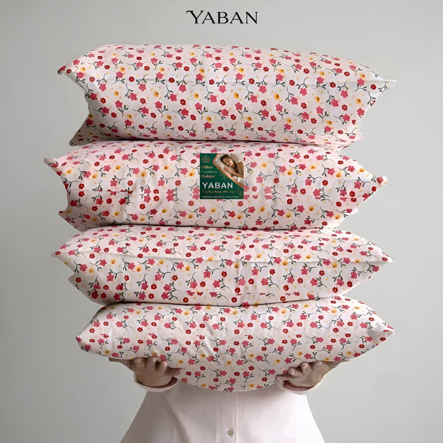 Image of YABAN Cotton Sleeping Pillow Pack of 4 Printed Premium Pillow Set