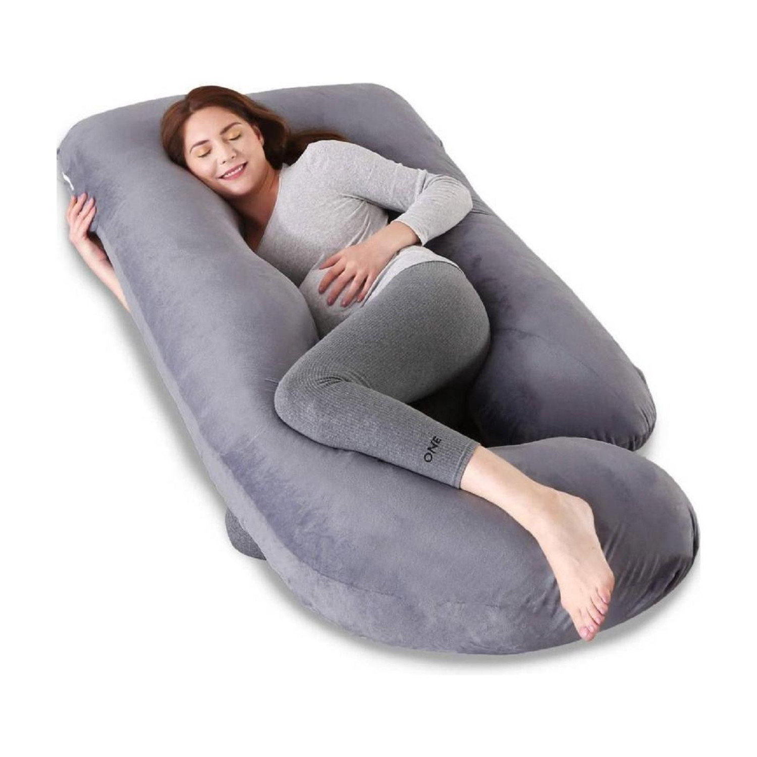 Image of Prifarodo Microfibre Pregnancy Pillow Pack of 1 Solid Pregnancy G & J Shape for Pregnant /Maternity Back Pain Relief, & Belly Support