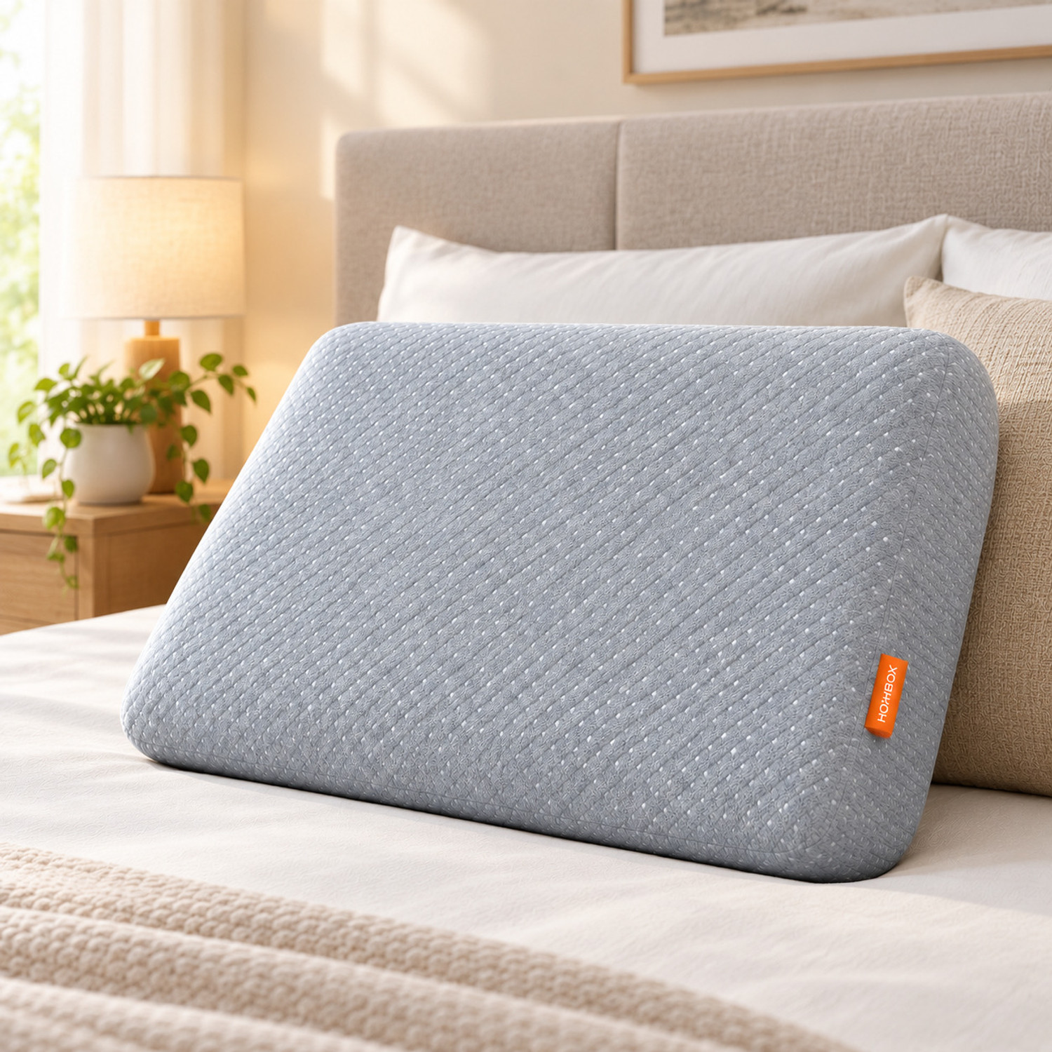 Image of HOMBOX Memory Foam Sleeping Pillow Pack of 2 Solid Memory Foam Pillow Doted Grey I 24x16x4 Inch (Grey)