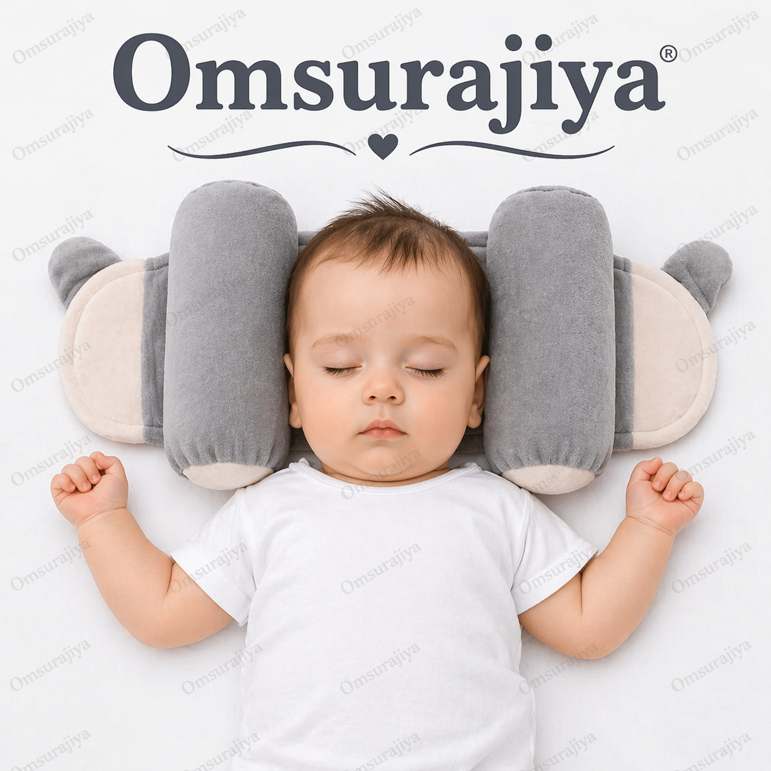 Image of Omsurajiya Microfibre, Cotton Baby Pillow Pack of 1 Solid Baby head shaper pillow
