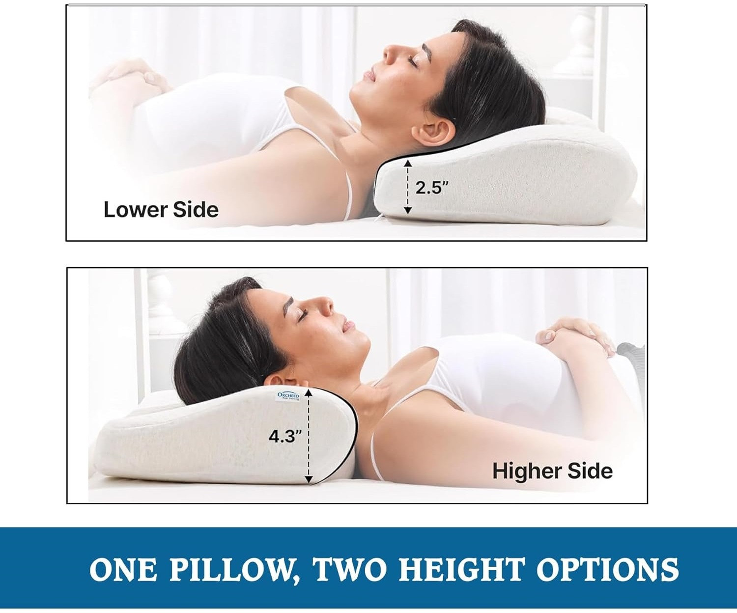 Image of TLK-HWB Memory Foam Orthopaedic Pillow Pack of 1 Solid Contour Cervical Neck Pillow with Extra Curve for Sleeping Comfort