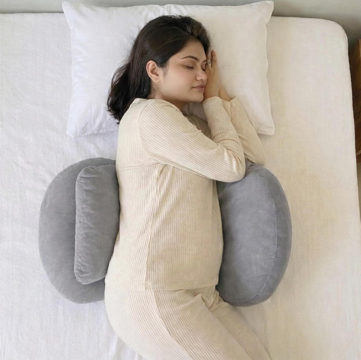 Image of MY ARMOR Microfibre Pregnancy Pillow Pack of 1 Solid Maternity Wedge Pillow Adjustable Back & Belly Support