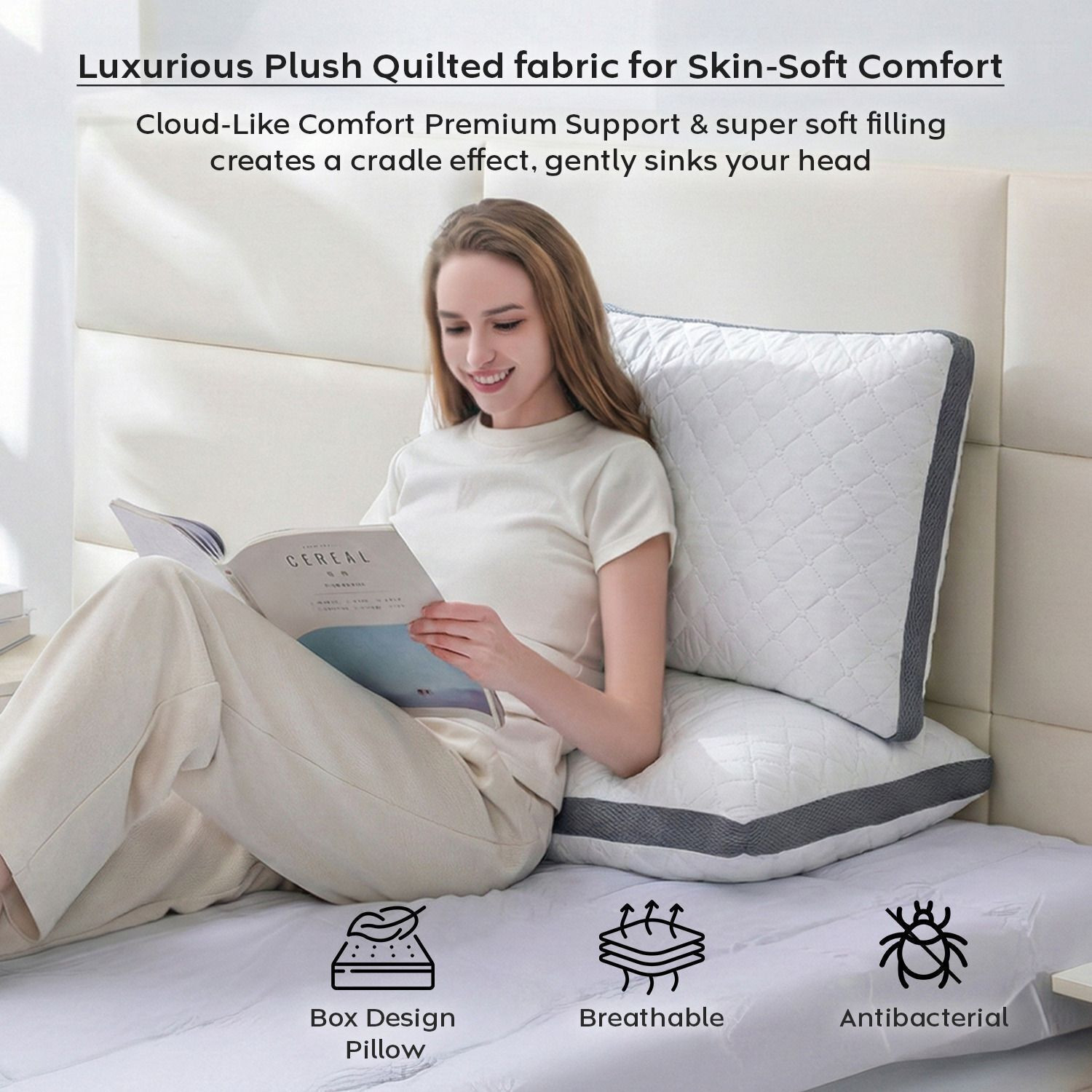 Image of AYKA Microfibre Sleeping Pillow Pack of 4 Solid Soft Microfiber Pillows
