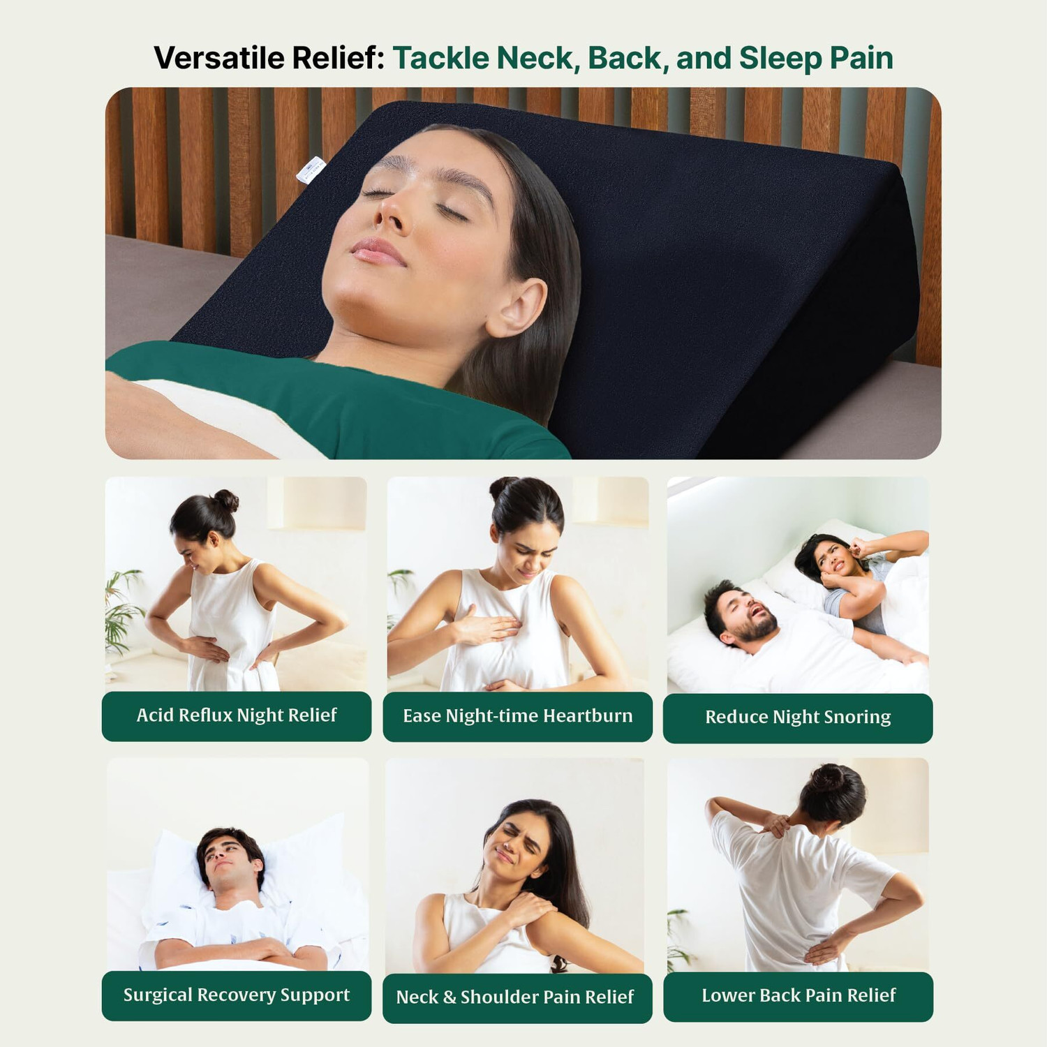 Image of The White Willow Memory Foam, Air Orthopaedic Pillow Pack of 1 Solid Elevated Bed Wedge Pillow