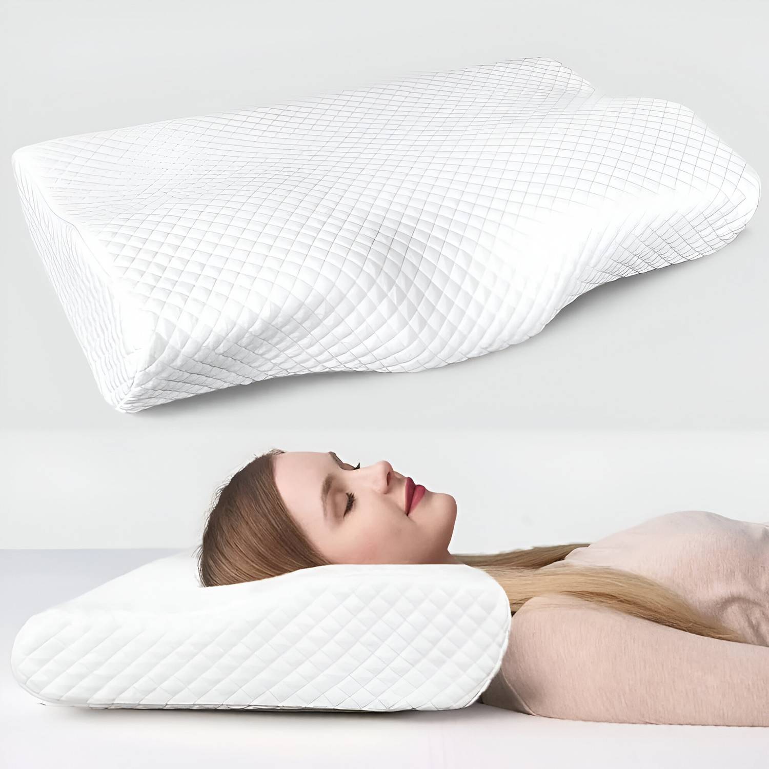 AD-RML Memory Foam Sleeping Pillow Pack of 1 Solid Butterfly Contour Memory Foam Cervical Pillow for Neck & Shoulder Pain Relief