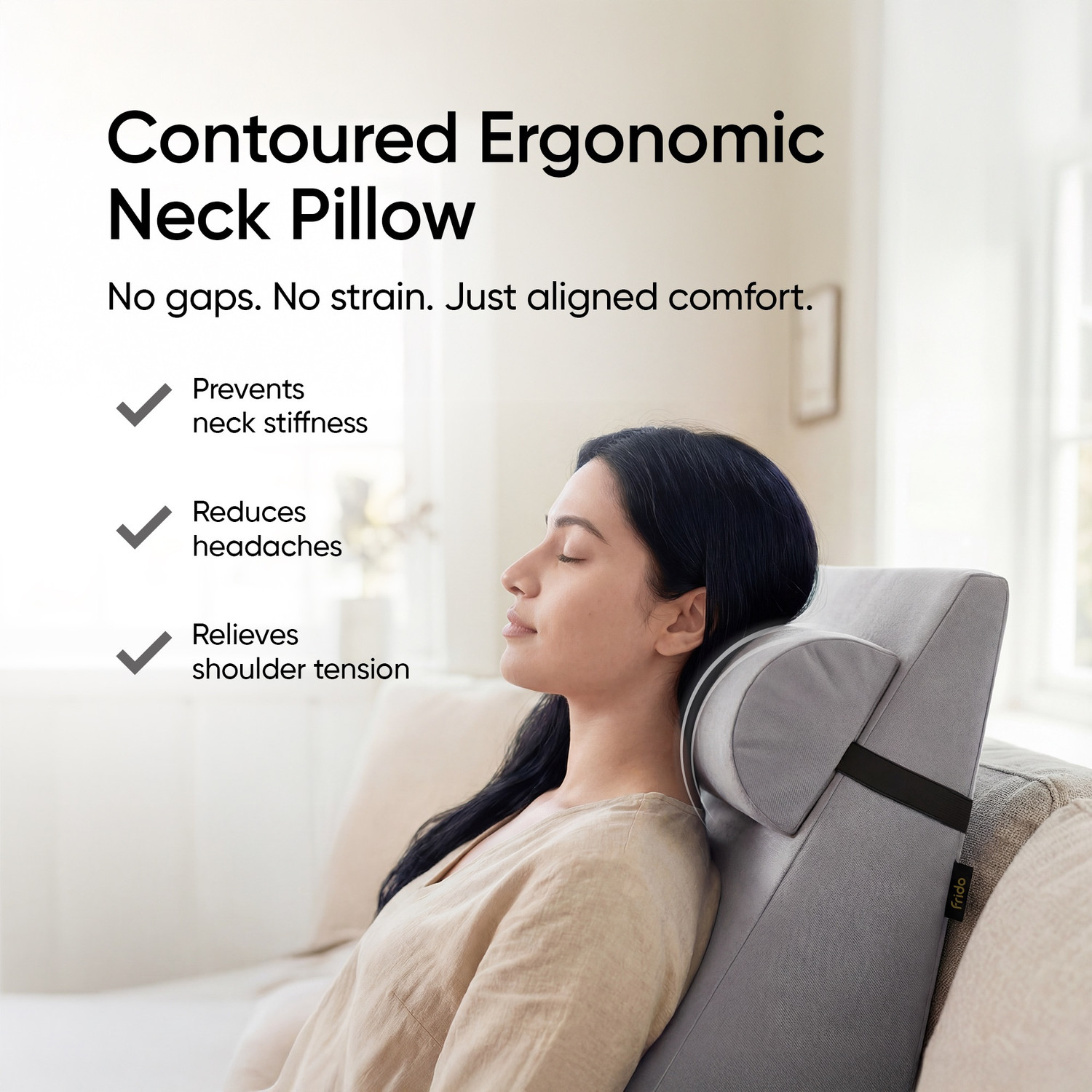 Image of Frido Memory Foam Cushion Pack of 2 Solid Wedge Plus with Neck Rest Pillow | Back, Neck, Knee & Leg Support (Slate Grey)