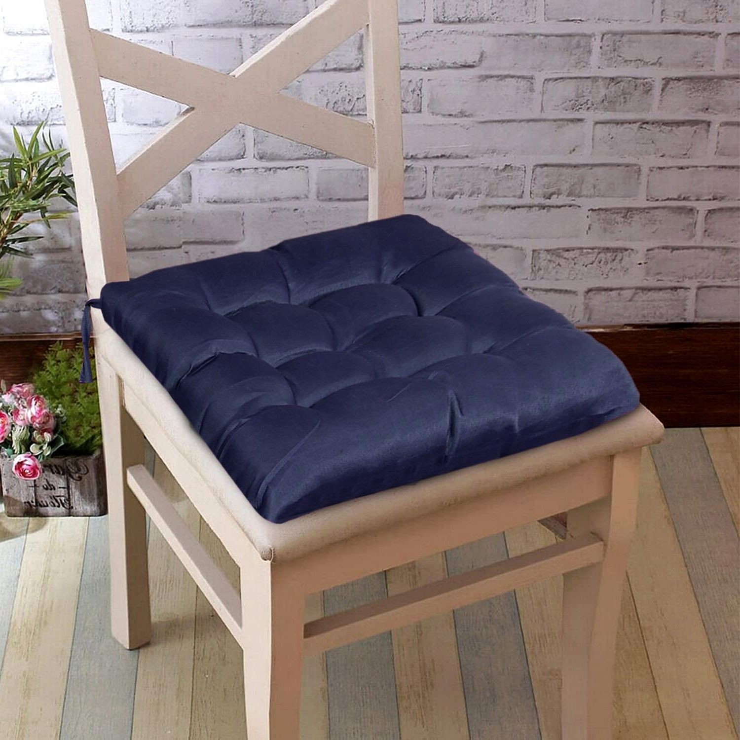 Image of AMAK INC Cotton Chair Pad Pack of 4 Solid Soft & Comfortable Cotton Chair Cushion Pad