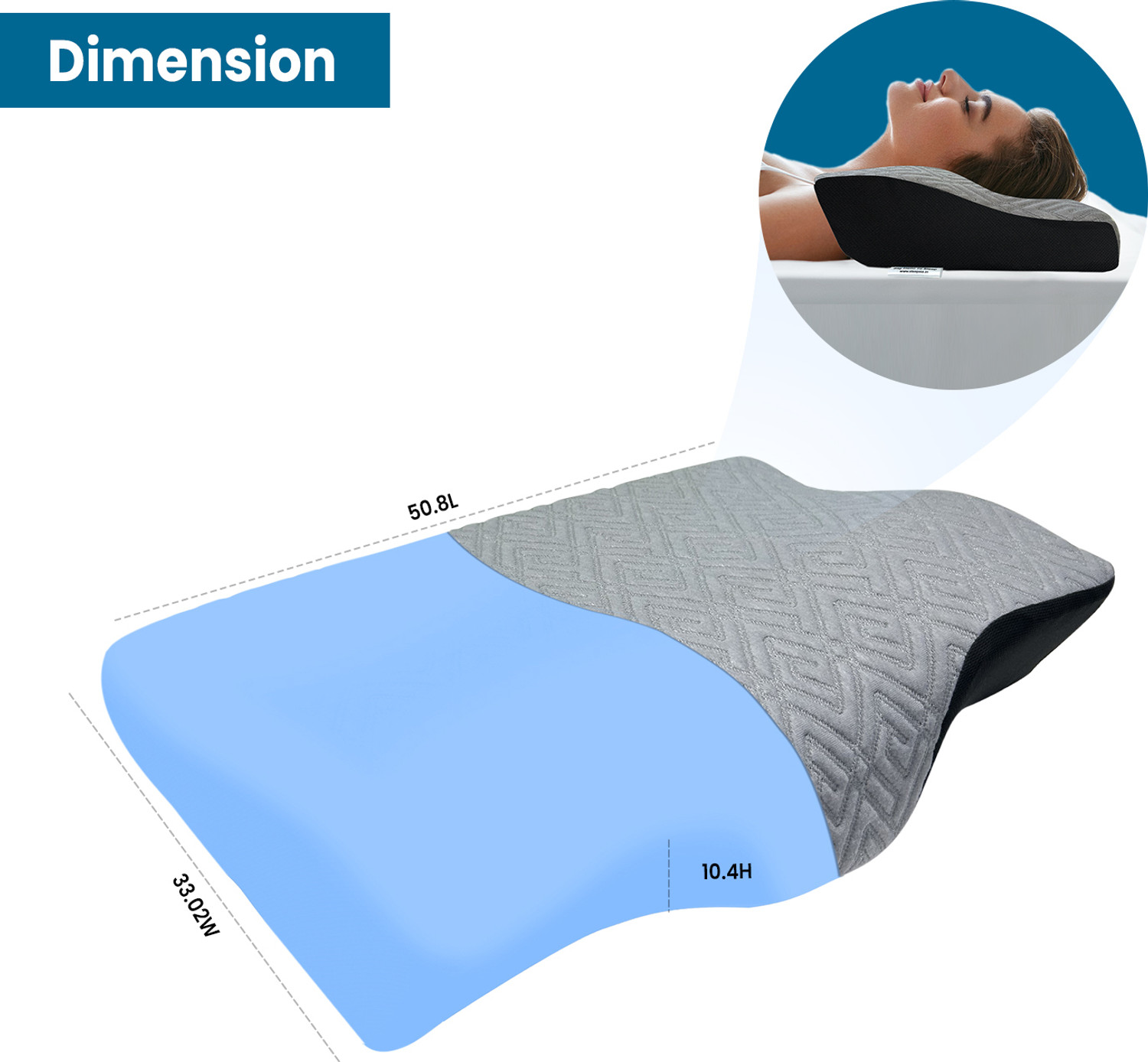 Image of Sleepsia Memory Foam Sleeping Pillow Pack of 2 Solid Gel Infused Cervical Pillows for Neck and Shoulder Pain - Neck Support Pillow