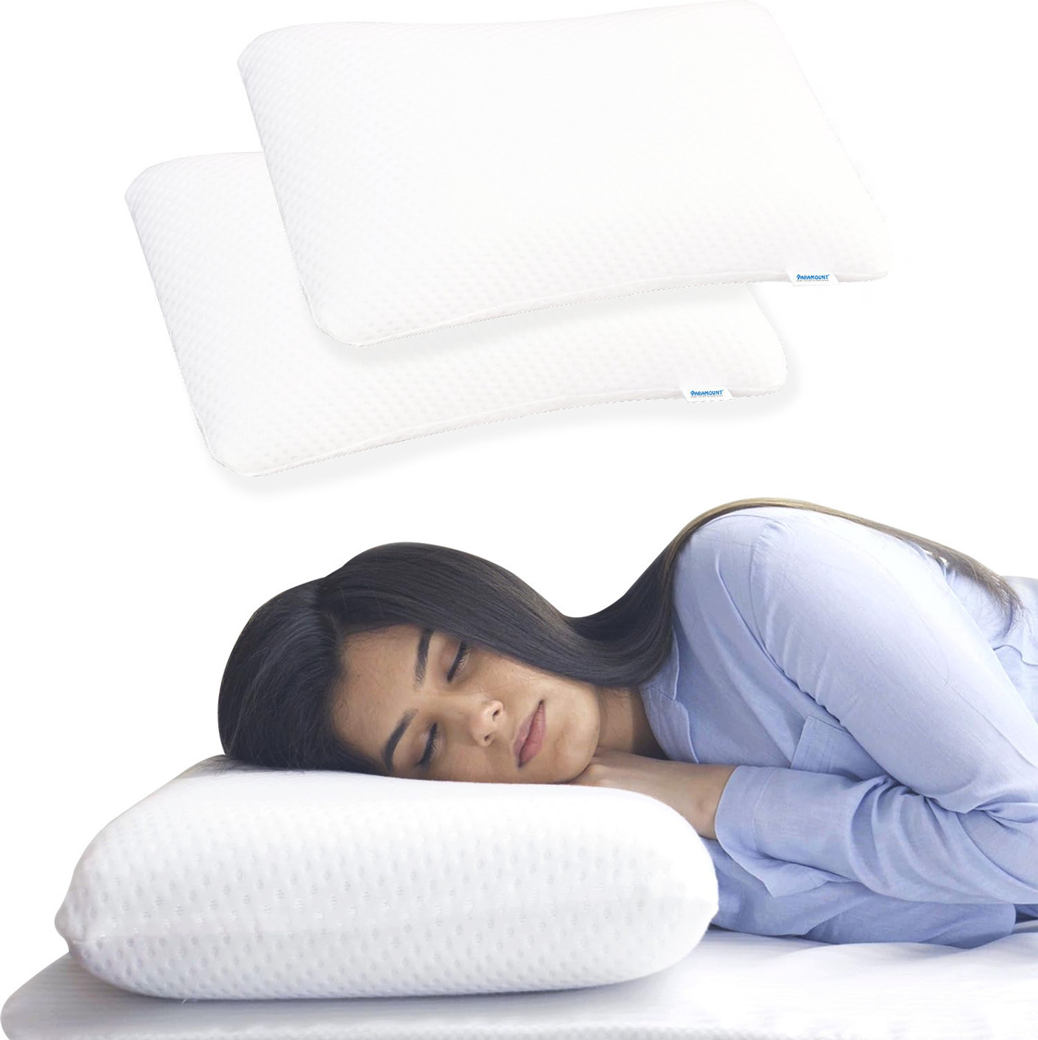 Image of Paramount Memory Foam Sleeping Pillow Pack of 2 Solid
