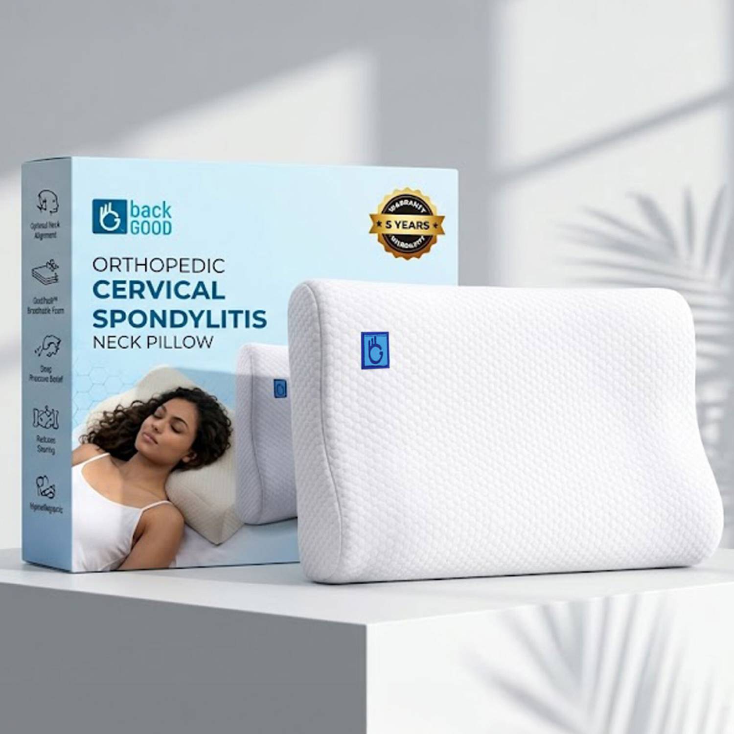 BackGood Foam Orthopaedic Pillow Pack of 1 Dotted Self Design