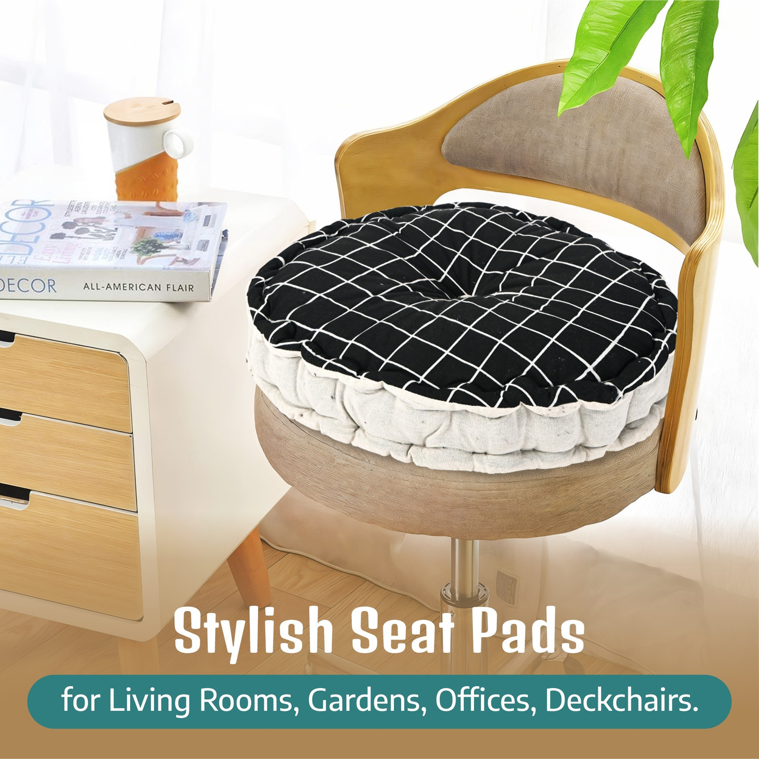 Image of KUBER INDUSTRIES Microfibre Chair Pad Pack of 4 Solid