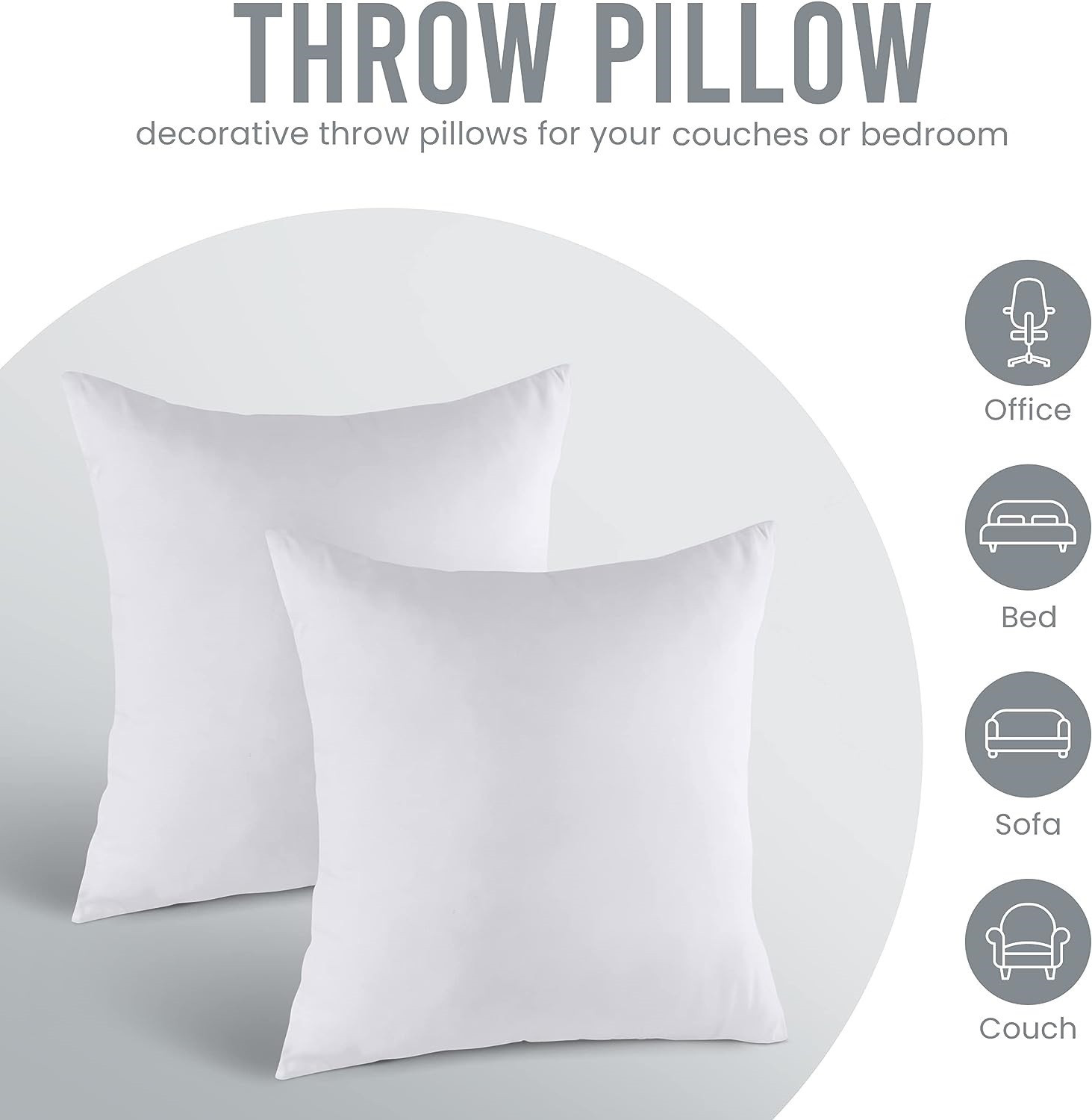 Image of VLYSIUM Polyester Fibre Cushion Pack of 4 Solid Big size 24x24 inch set of 4, square cushion for sofa pillow (60x60 cm Each)