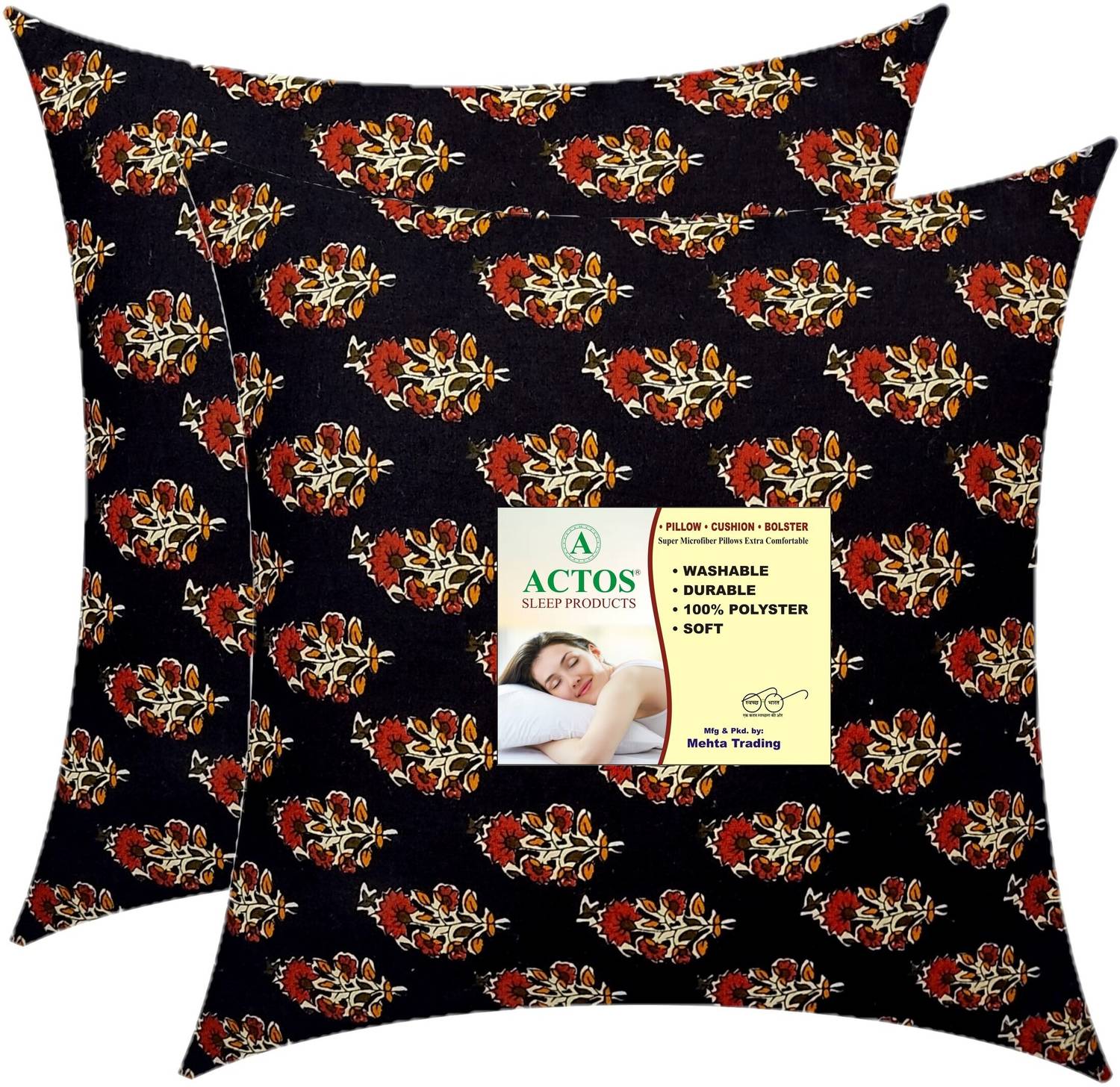 ACTOS Microfibre Cushion Pack of 2 Floral