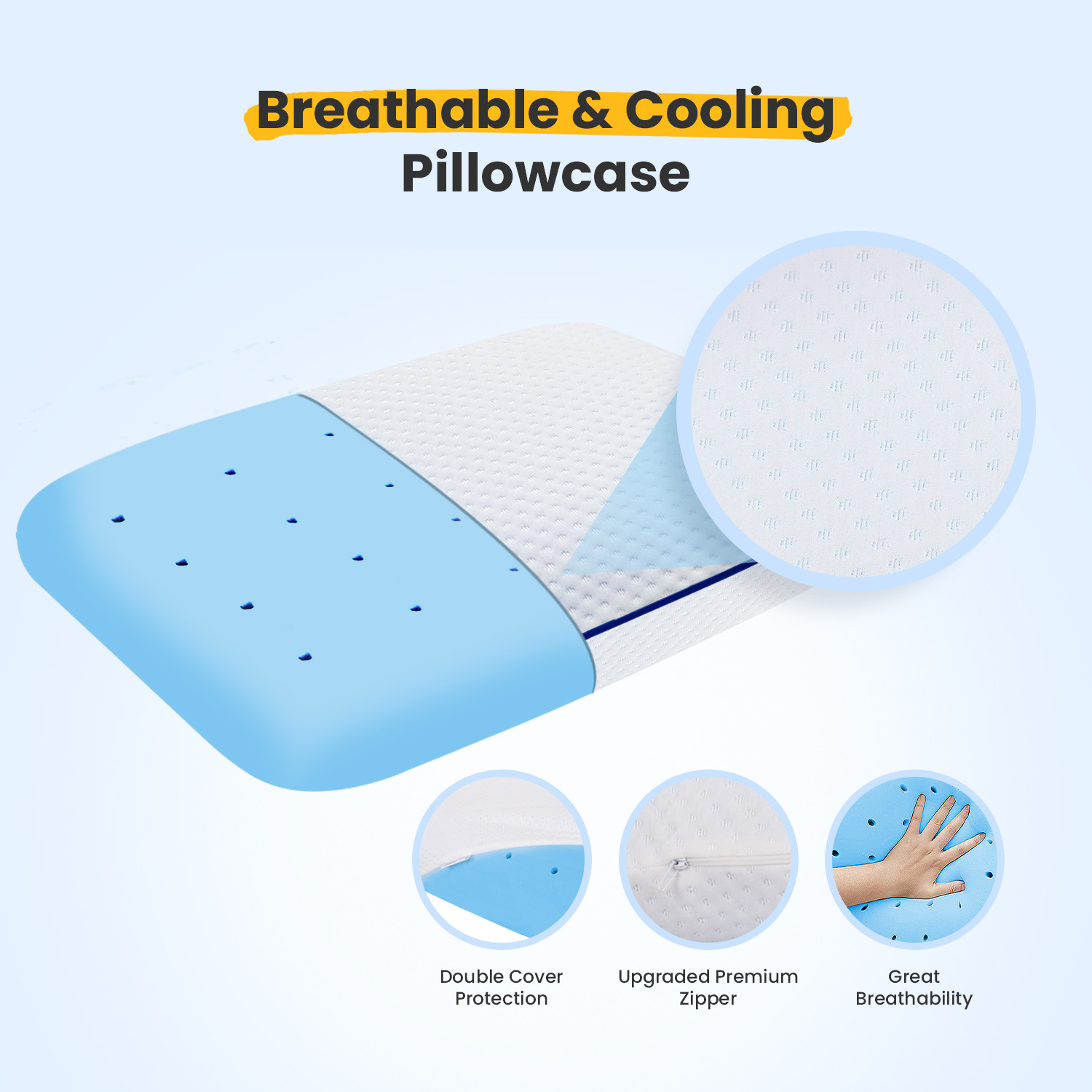 Image of Sleepsia Memory Foam Sleeping Pillow Pack of 1 Solid Ventilated Cooling Gel Orthopedic Bed Pillow for Sleeping - Ergonomic Pillow