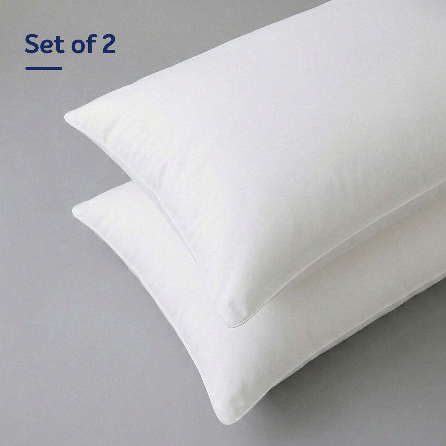 Image of Sleepwell Polyester Fibre Sleeping Pillow Pack of 2 Solid Umang, Neck Support, Hypoallergenic, Medium Soft, Lightweight, 27x17 Inch