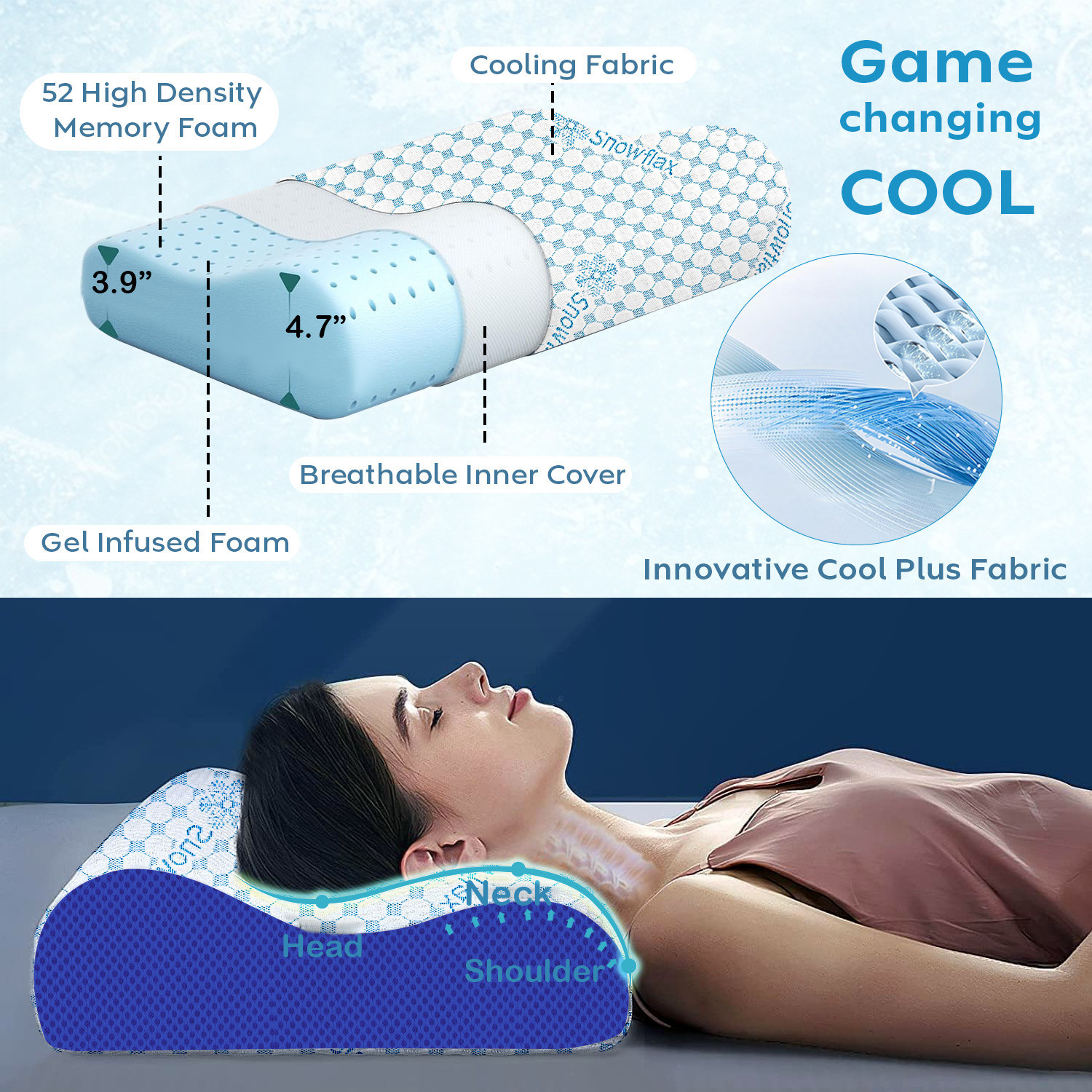 Image of AYKA Memory Foam Orthopaedic Pillow Pack of 4 Solid