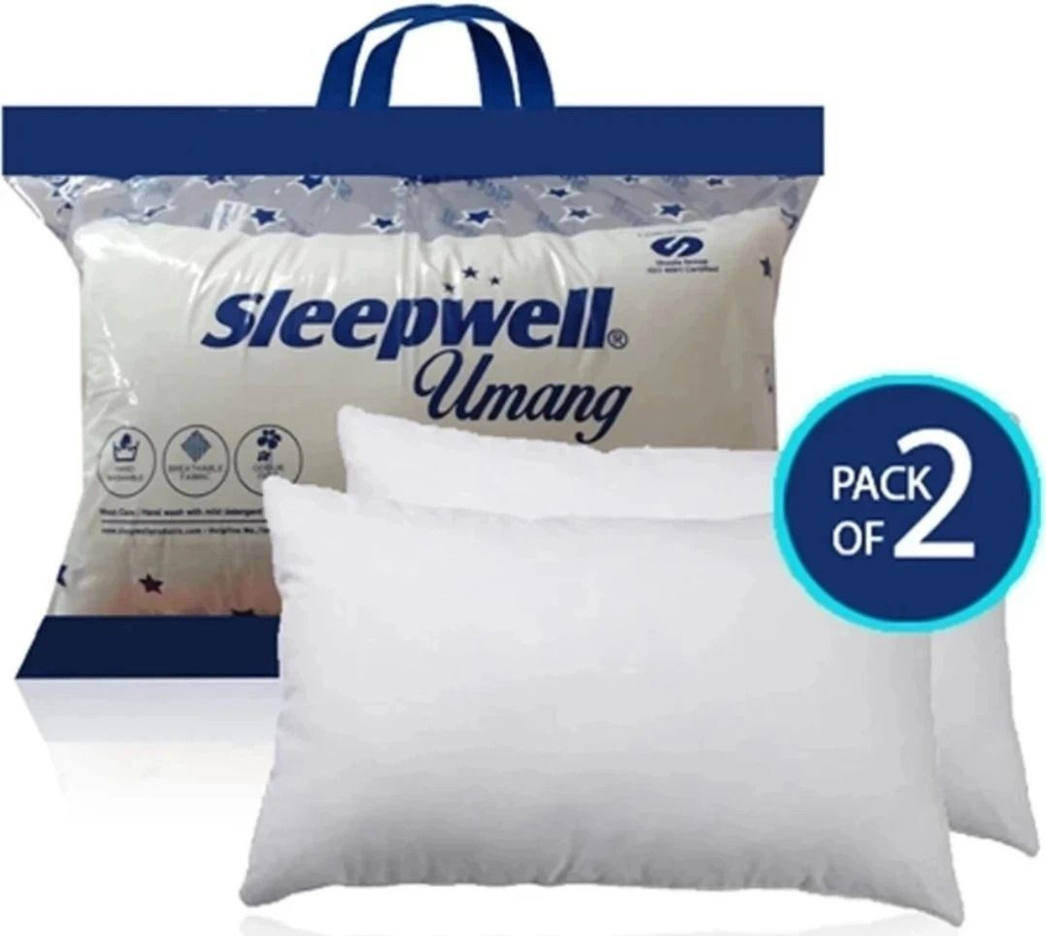 Image of Sleepwell Microfibre Sleeping Pillow Pack of 2 Solid 002 (White)