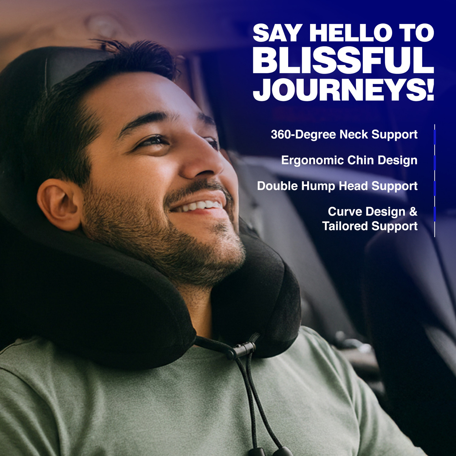 Image of WELLGIVER Memory Foam Travel Pillow Pack of 1 Solid Ergonomic Support for Airplane, Car & Long Journeys, Soft Supportive Neck Pillow