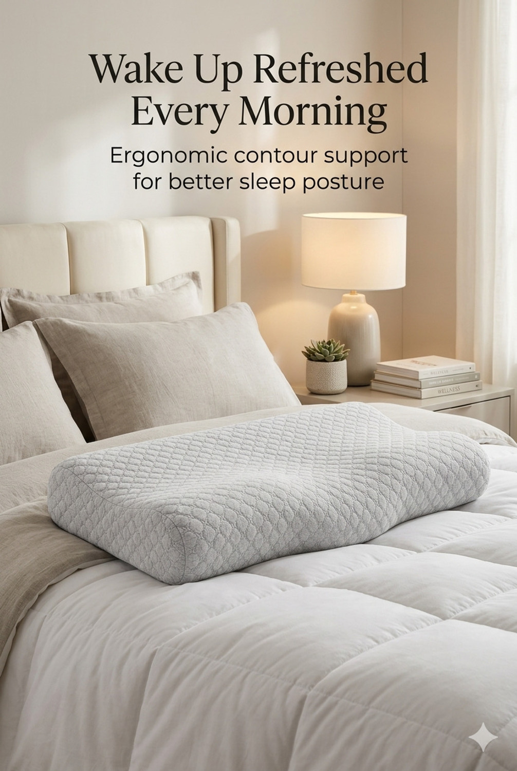 Image of COO RIZZ Nap time Anytime Memory Foam Orthopaedic Pillow Pack of 1 Geometric Cervical Gel Pillow for Sleeping and Neck Pain Relief